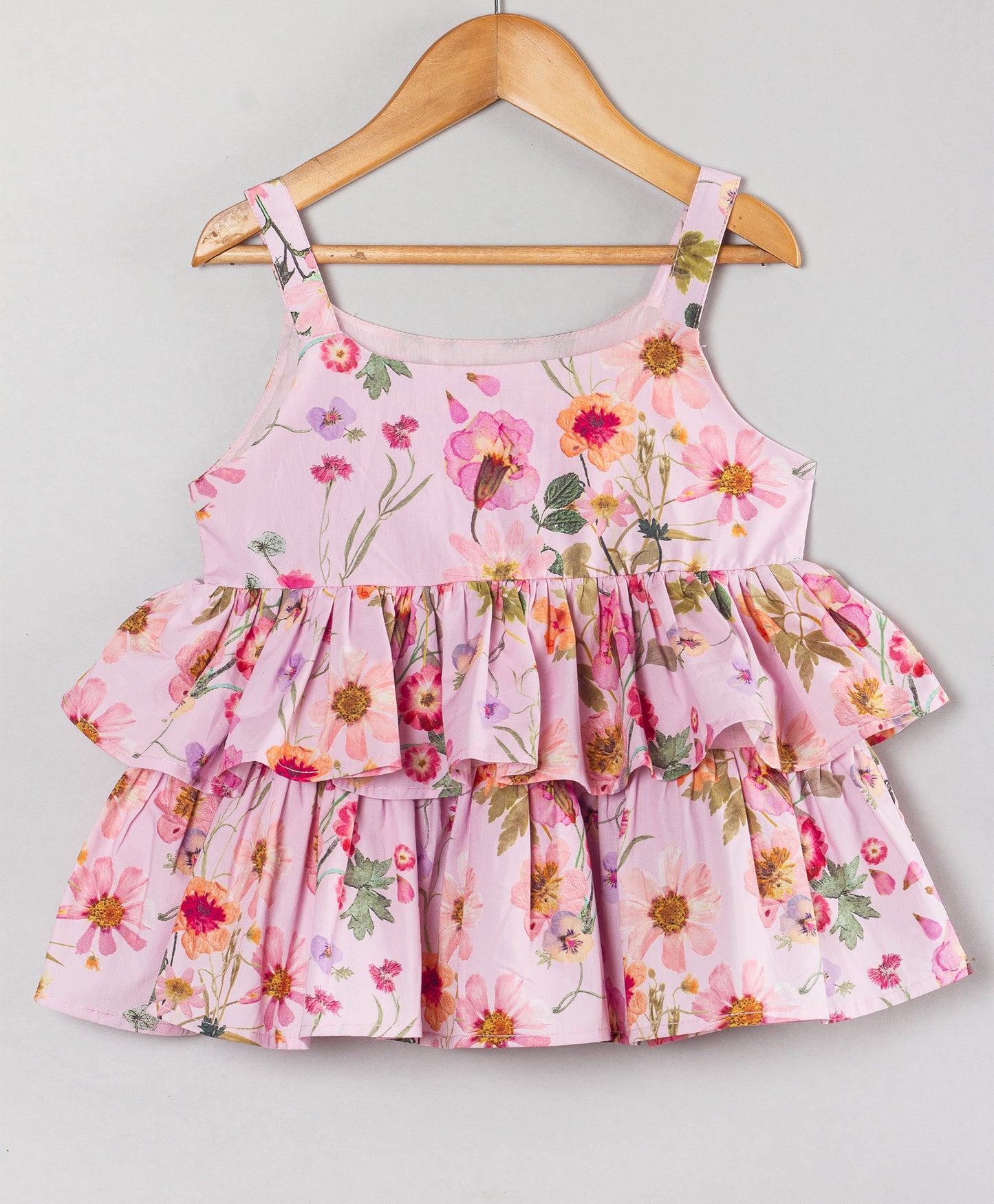 PINK FLORAL PRINT CO-ORD SET WITH SHOULDER STRAPS