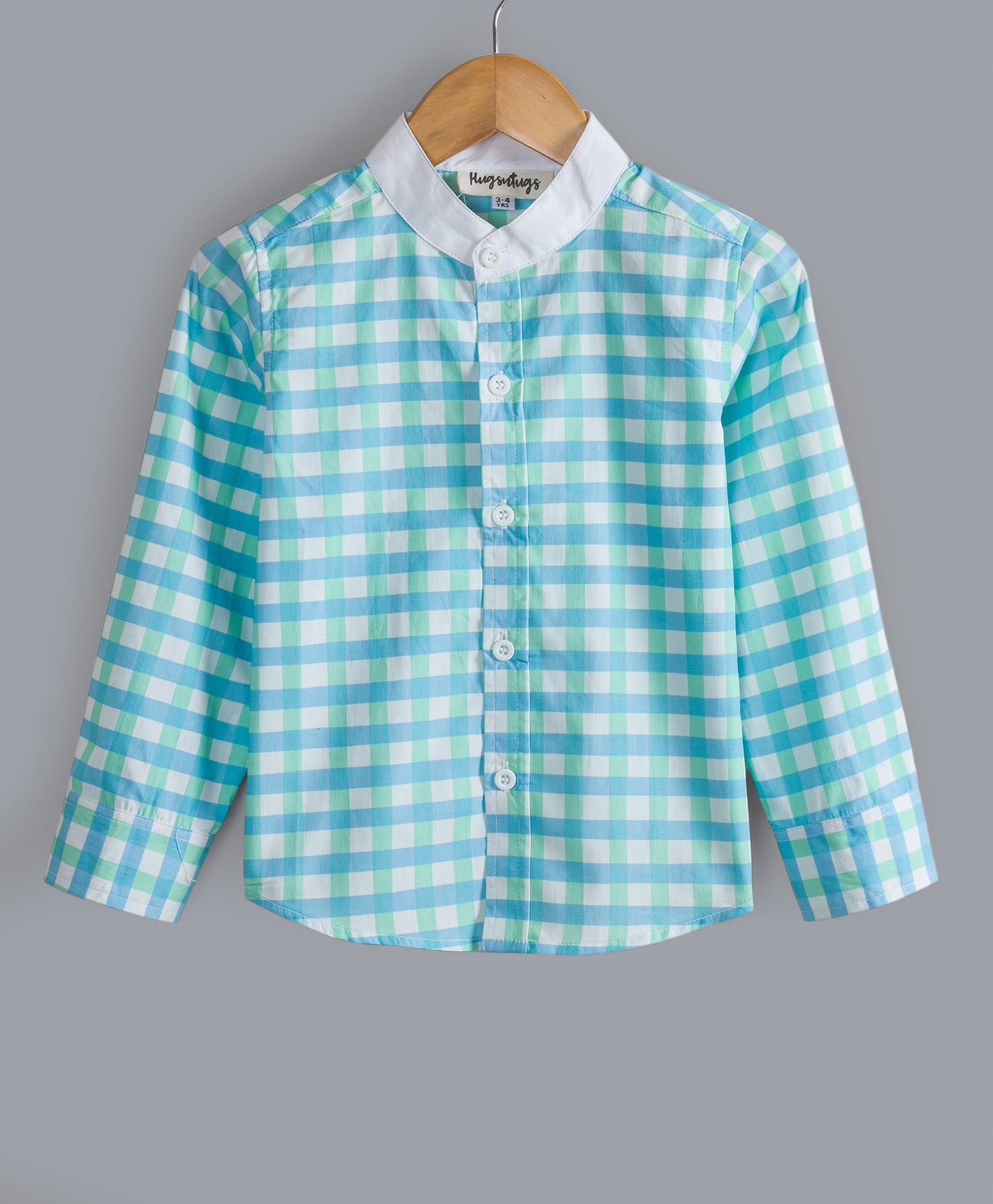 BLUE GREEN CHECK PRINT BOYS SHIRT