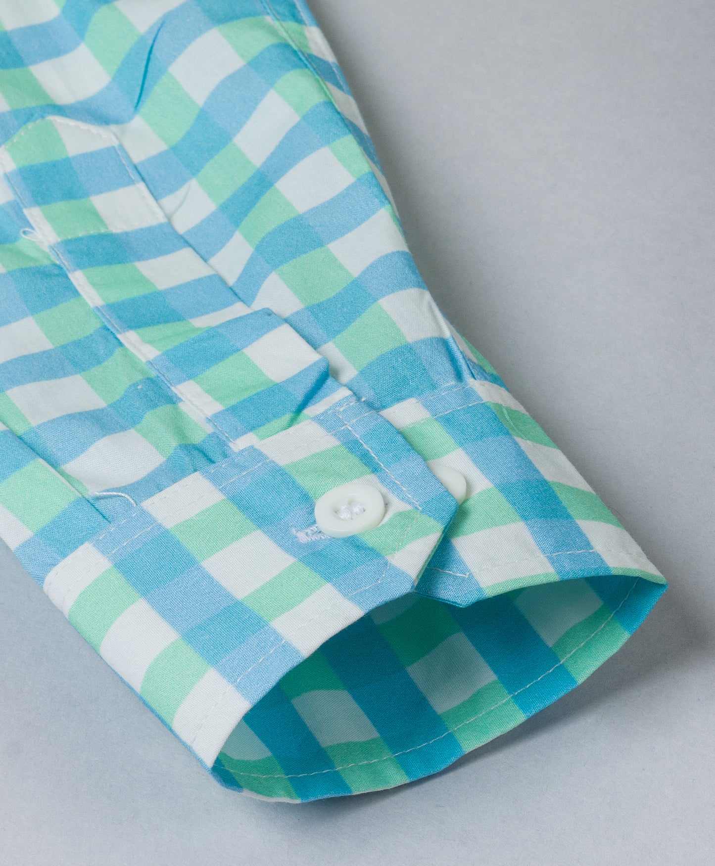 BLUE GREEN CHECK PRINT BOYS SHIRT