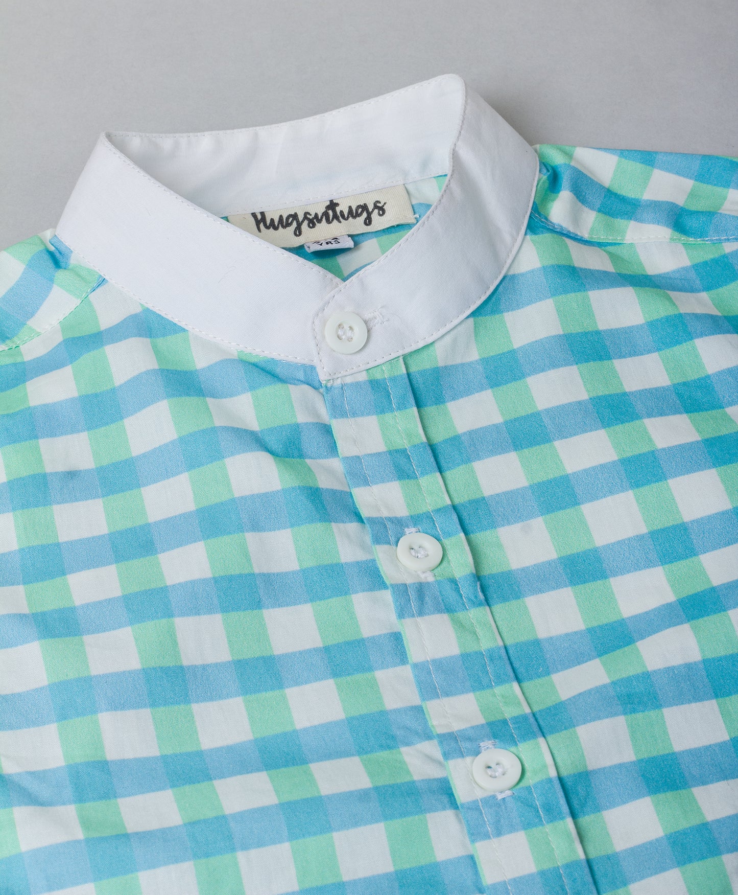 BLUE GREEN CHECK PRINT BOYS SHIRT