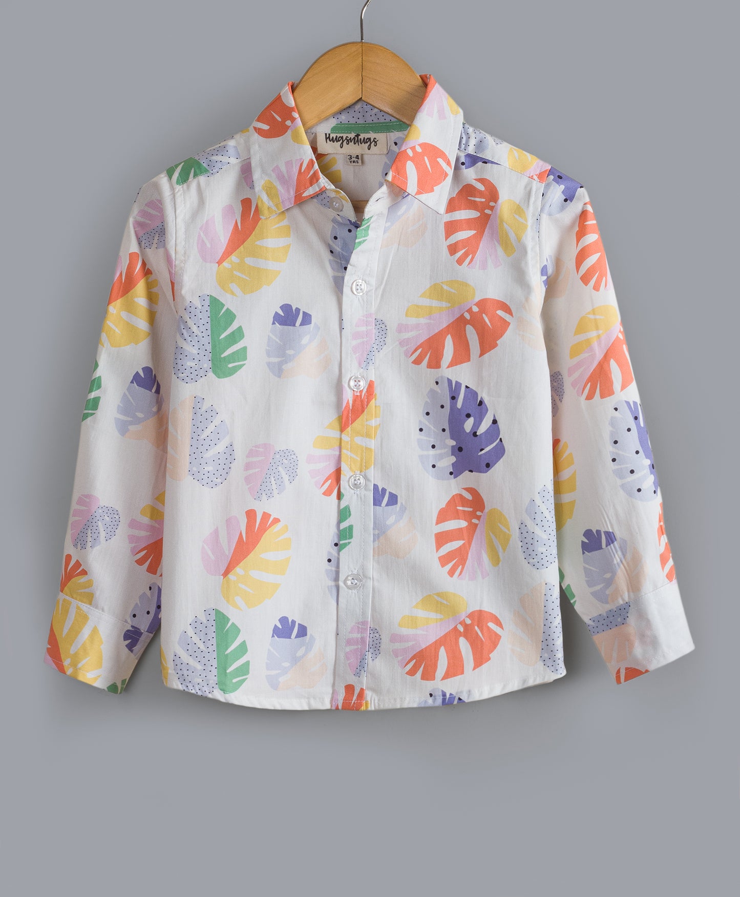 PALM LEAF PRINT FULL SLEEVES BOYS SHIRT