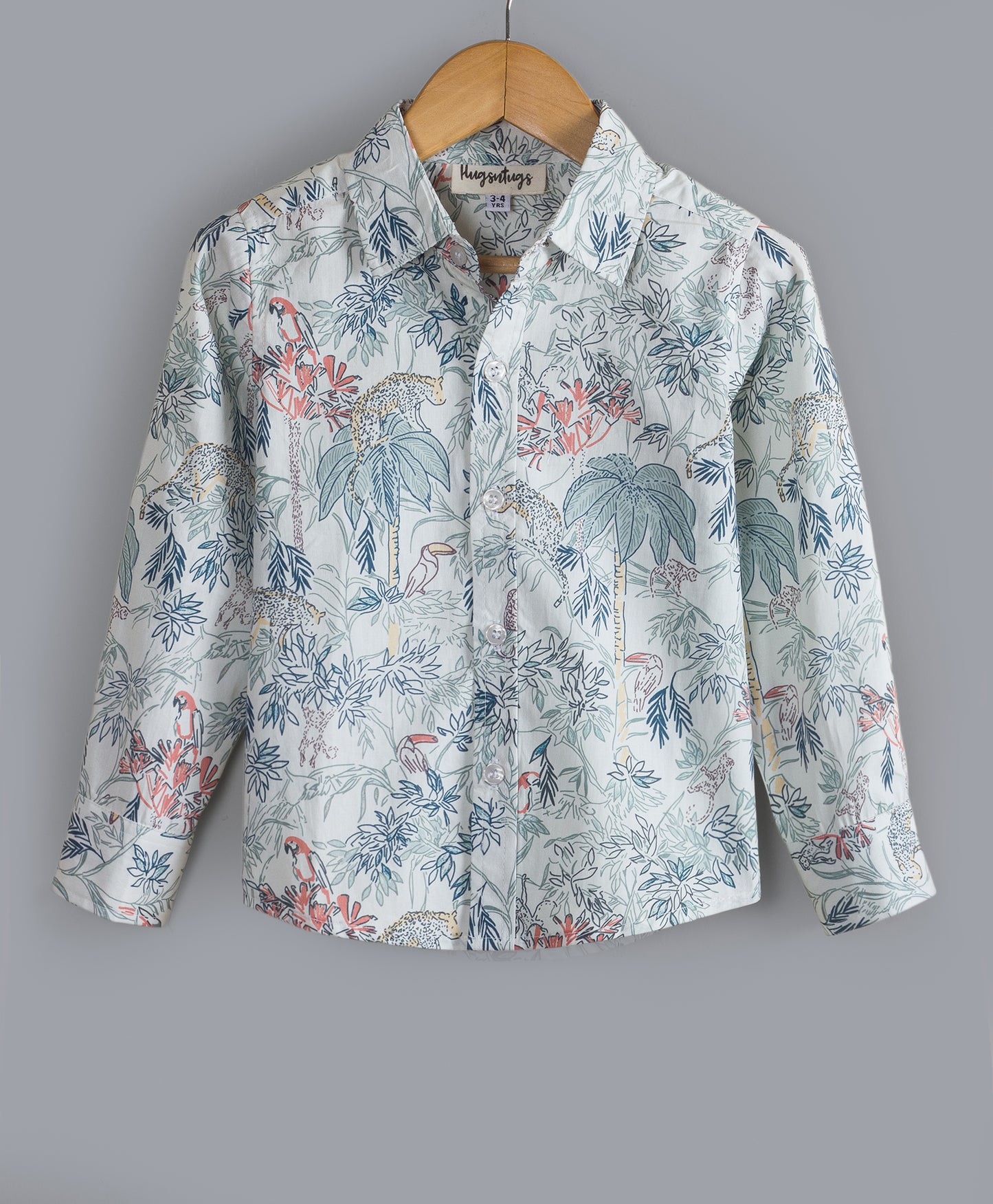 JUNGLE TREE PRINT FULL SLEEVES BOYS SHIRT