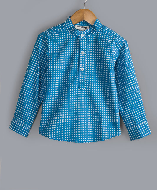 BLUE CHECK PRINT FULL SLEEVE SHIRT