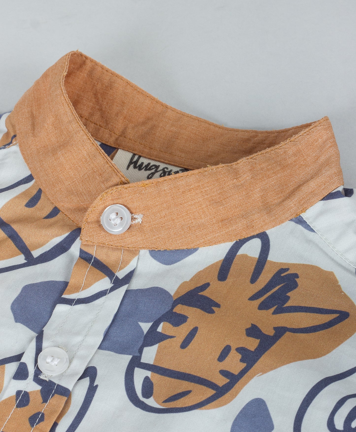 ANIMAL PRINT BOYS SHIRT WITH MANDARIN COLLARS