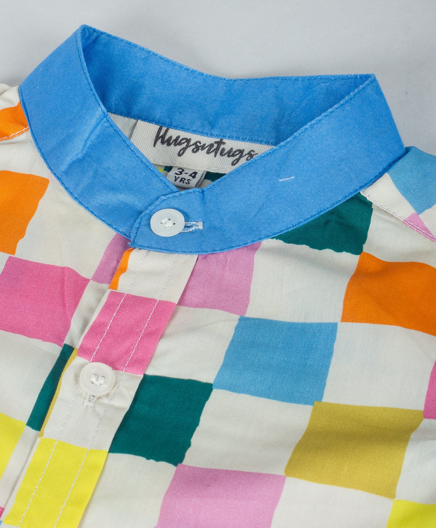 COLOURFUL PLAID PRINT BOYS SHIRT WITH MANDARIN COLLARS