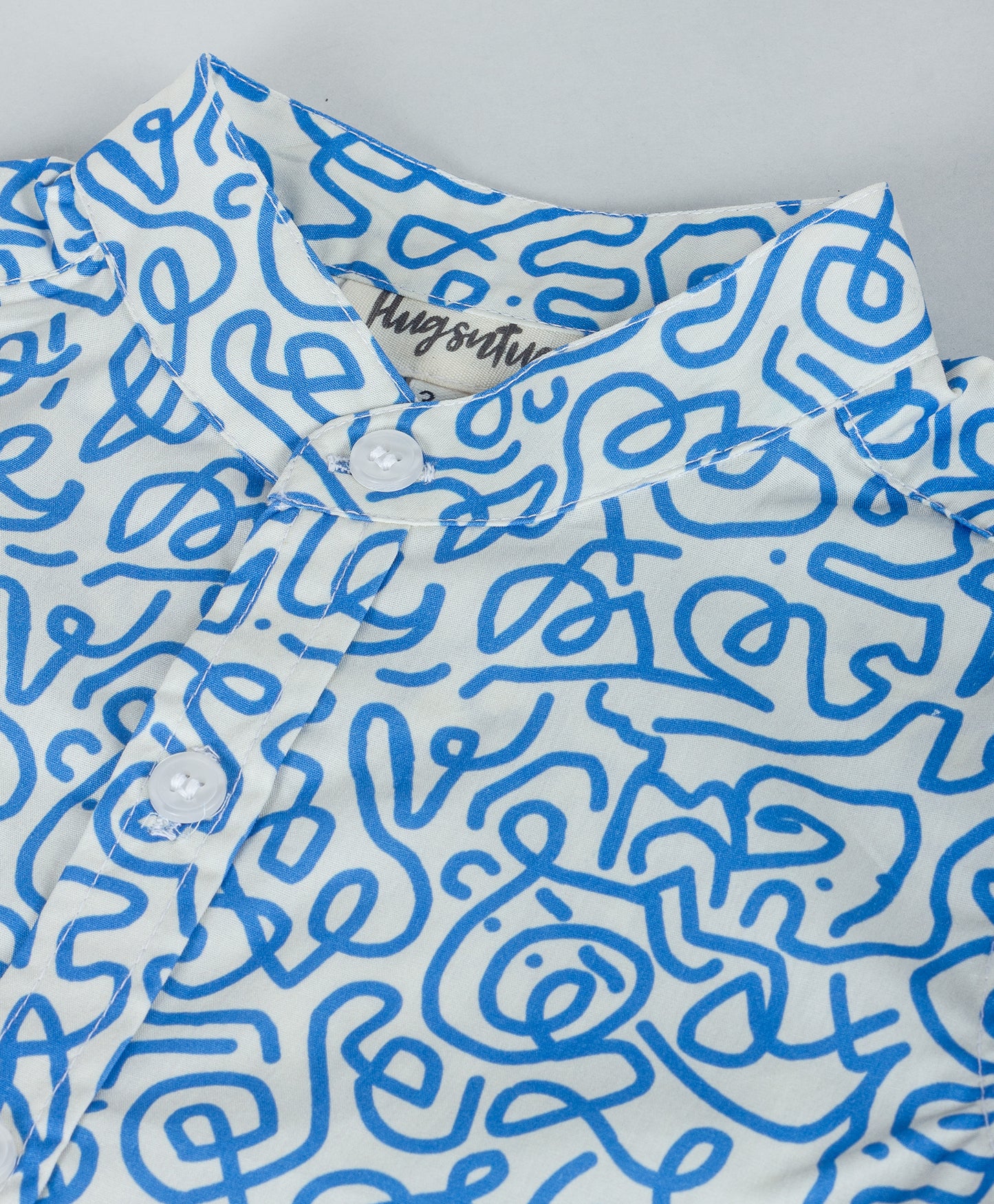 BLUE AND WHITE MAZE PRINT BOYS SHIRT