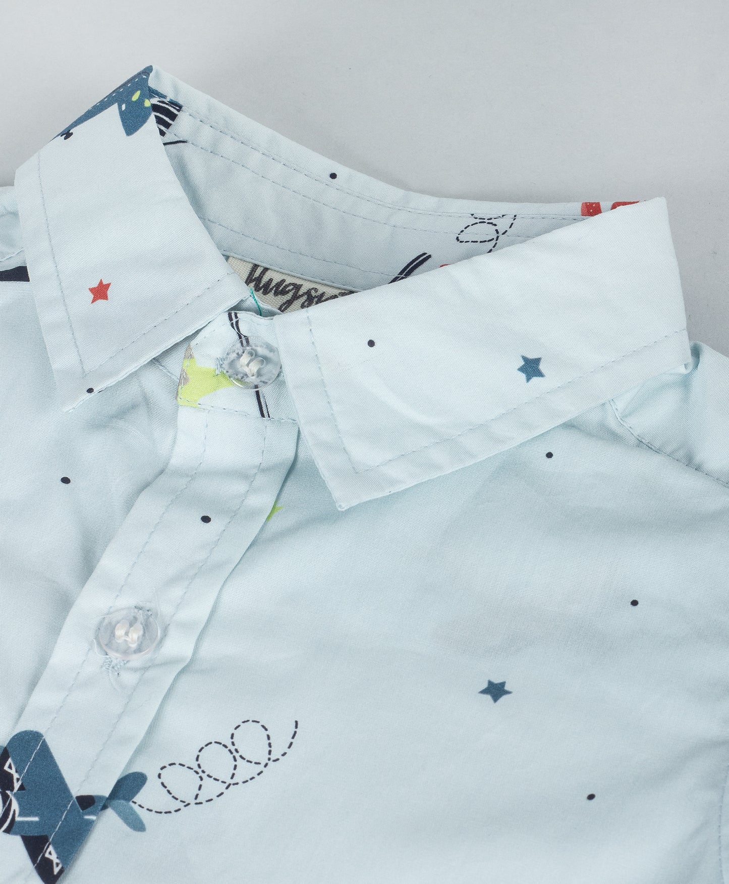 AEROPLANE PRINT BOYS SHIRT WITH REGULAR COLLARS
