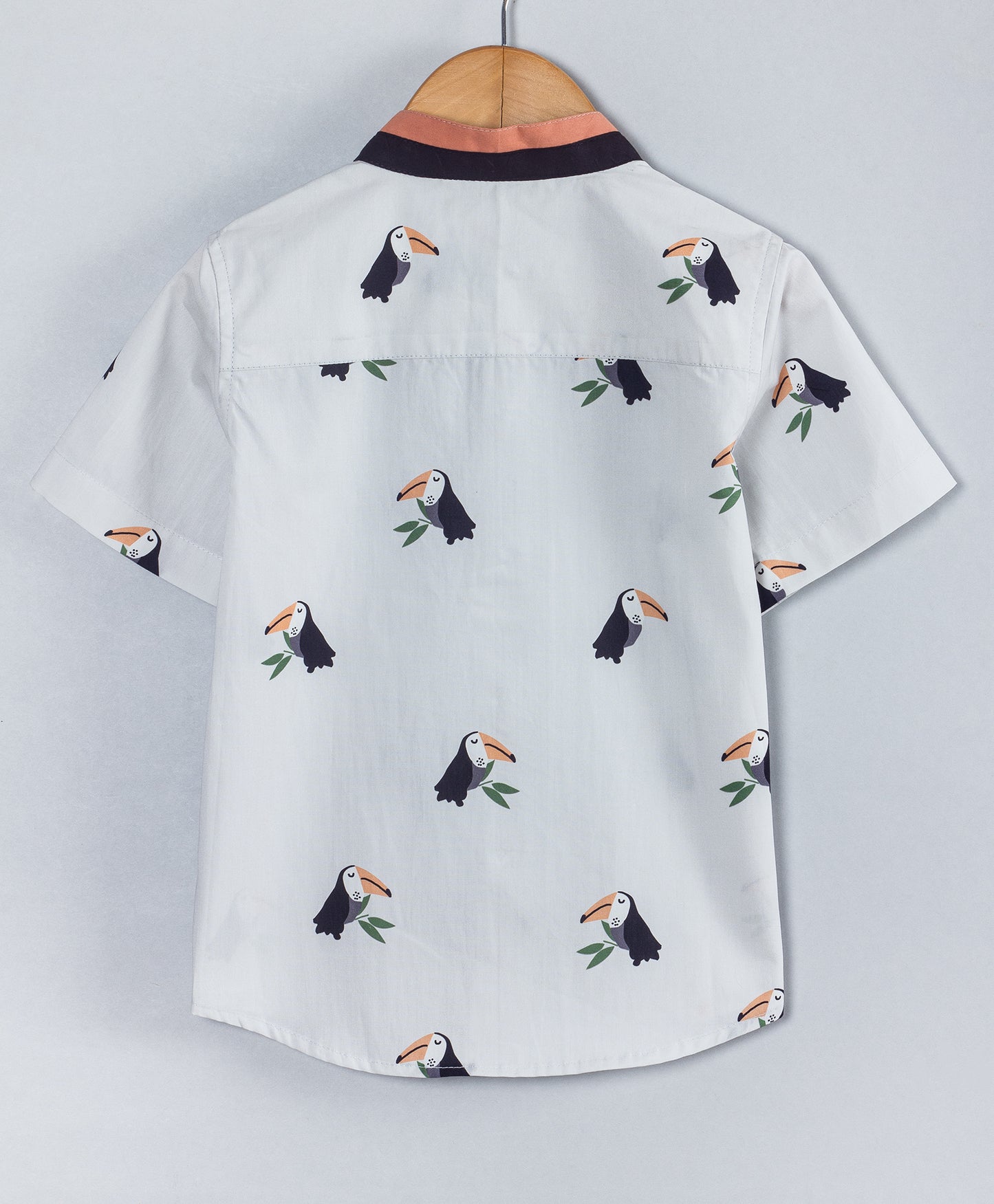 ALL OVER TOUCAN PRINT SHIRT WITH DOUBLE MANDARIN COLLAR