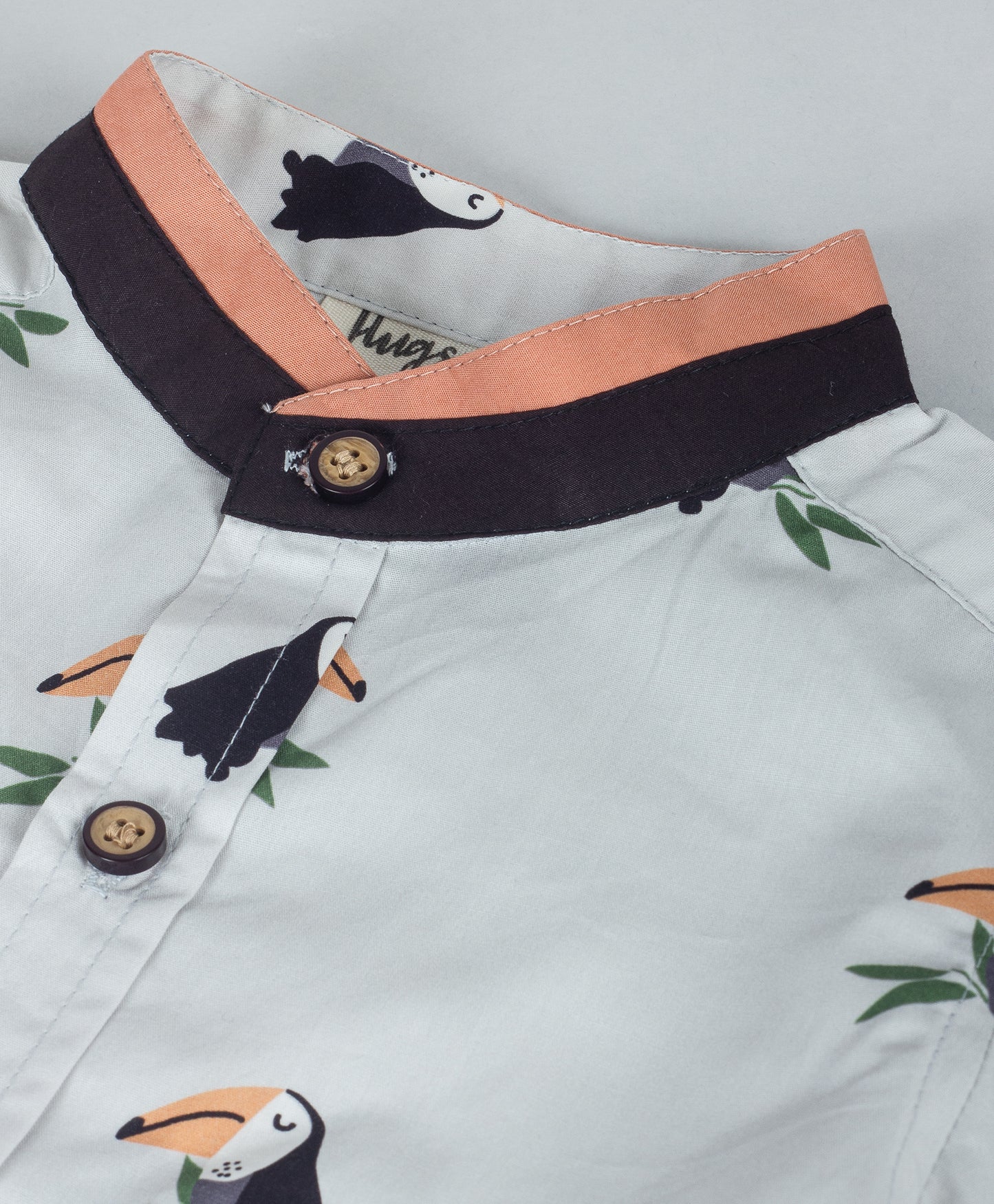 ALL OVER TOUCAN PRINT SHIRT WITH DOUBLE MANDARIN COLLAR