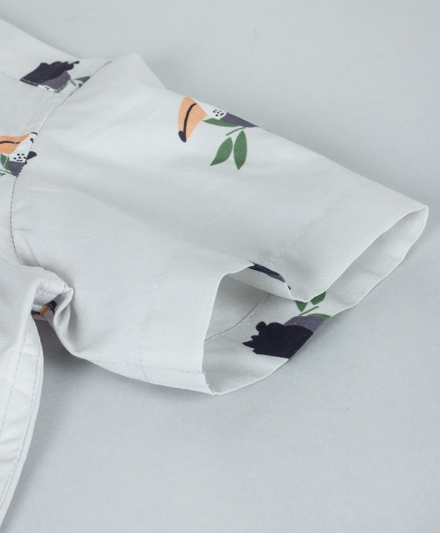 ALL OVER TOUCAN PRINT SHIRT WITH DOUBLE MANDARIN COLLAR