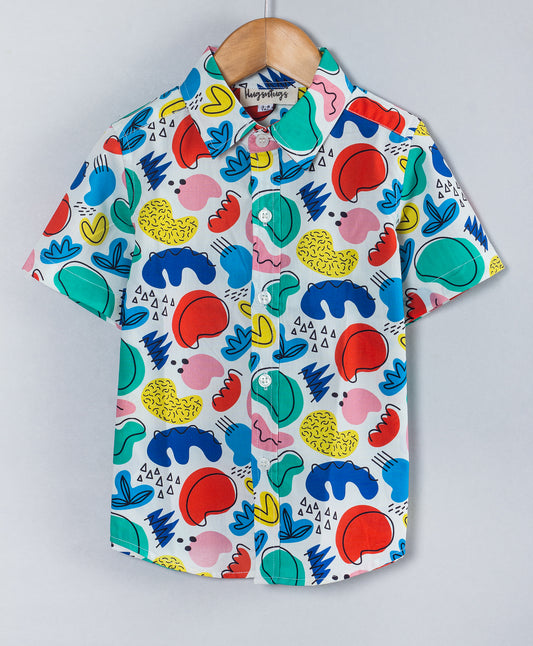 COLORFUL ALL OVER ABSTRACT PRINT SHIRT