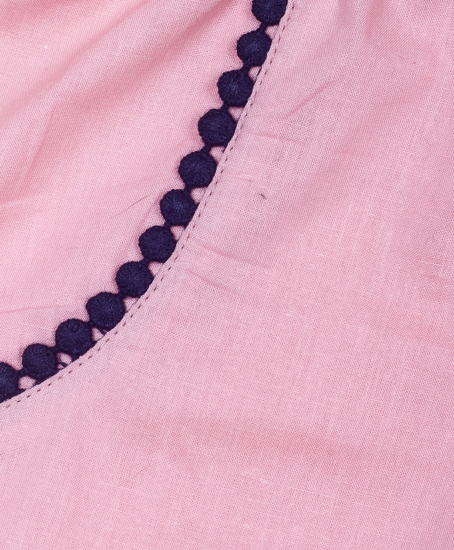 Pink shorts with navy lace detailing