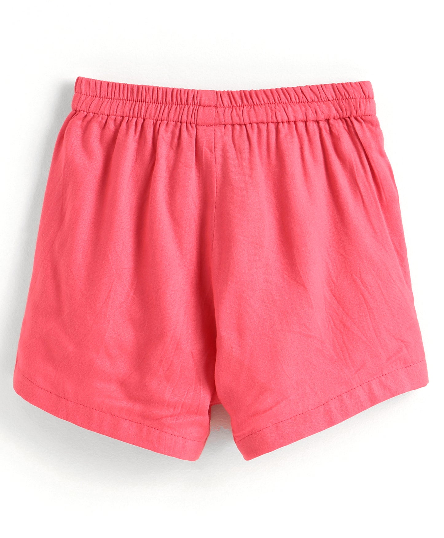 Coral Solid shorts with self fabric attached belt