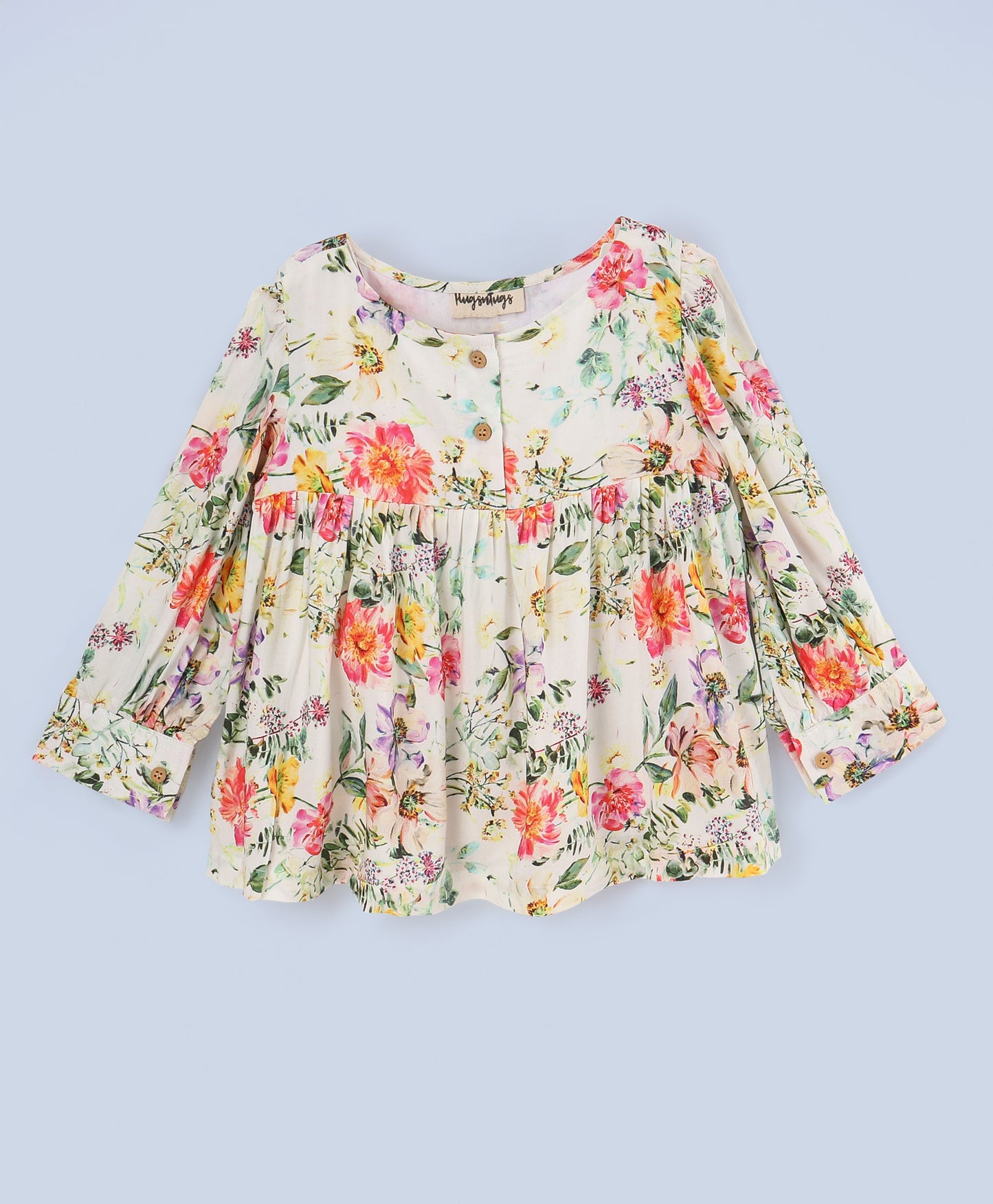 MULTI FLORAL FULL SLEEVES TOP WITH ROUND NECK