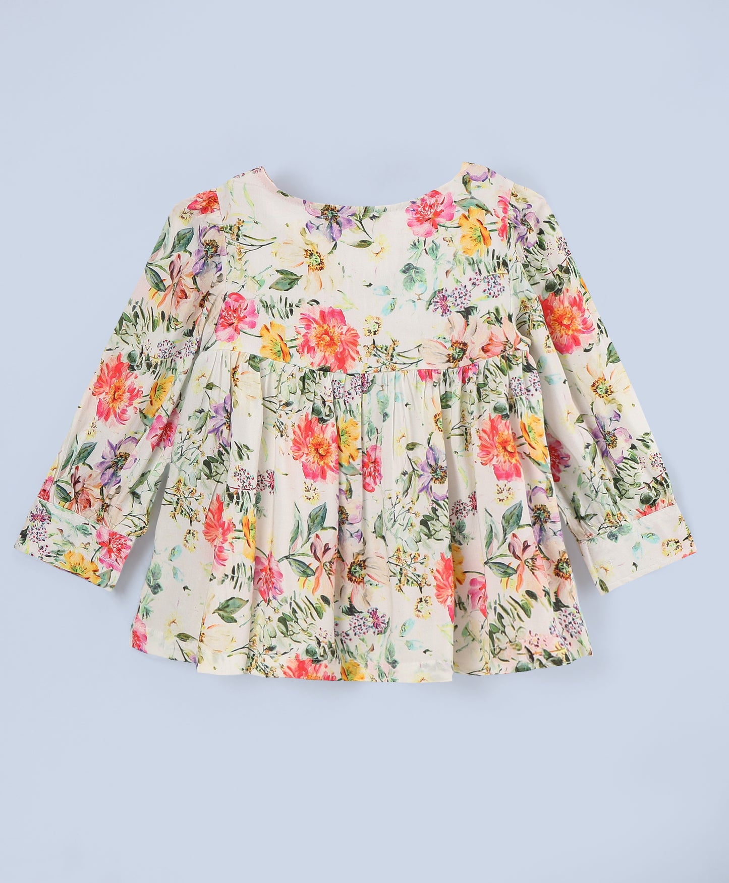 MULTI FLORAL FULL SLEEVES TOP WITH ROUND NECK