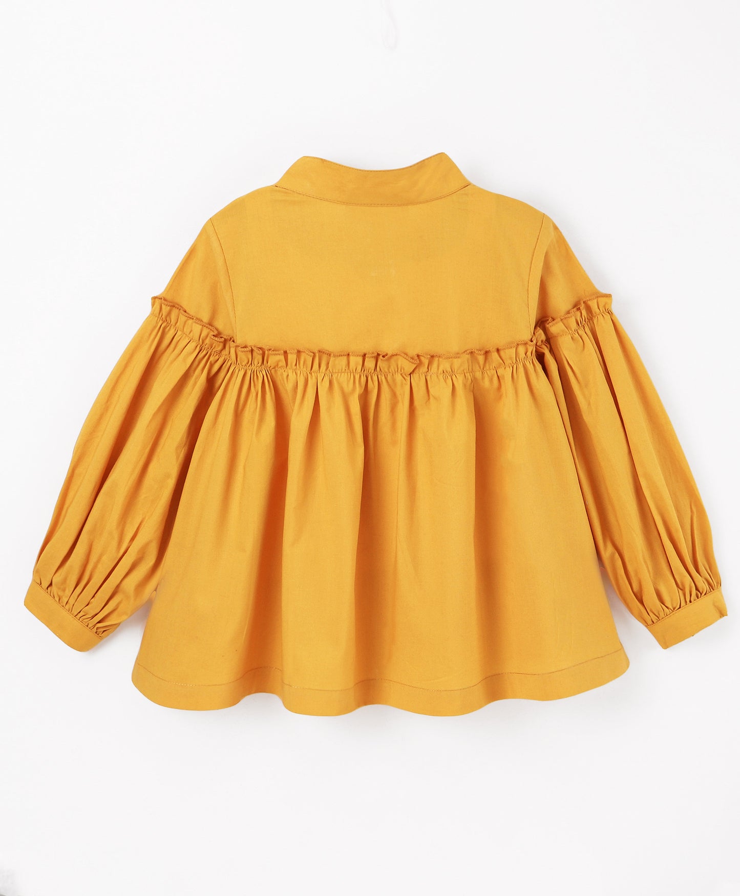 MUSTARD SOLID BUTTON DOWN FULL SLEEVES TOP
