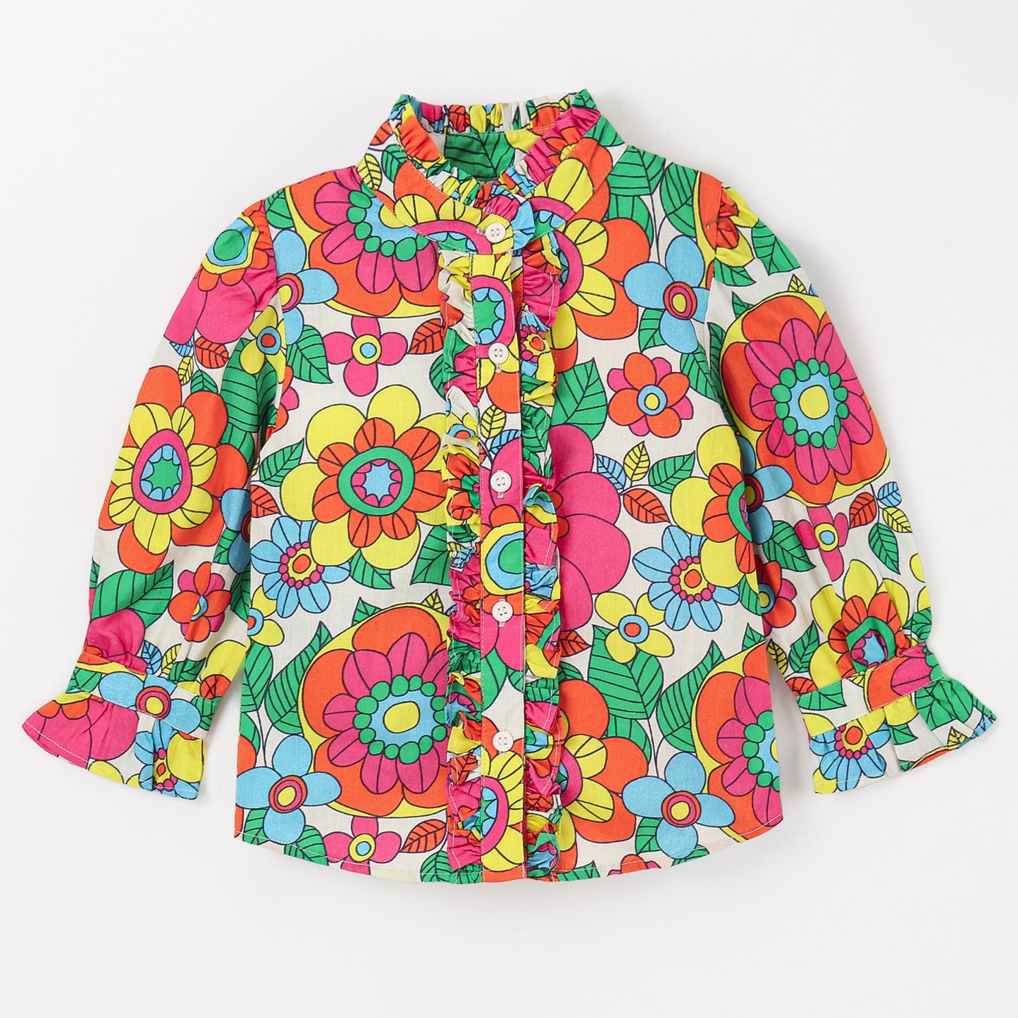MULTI FLORAL BIG FLOWER PRINT FULL SLEEVE TOP