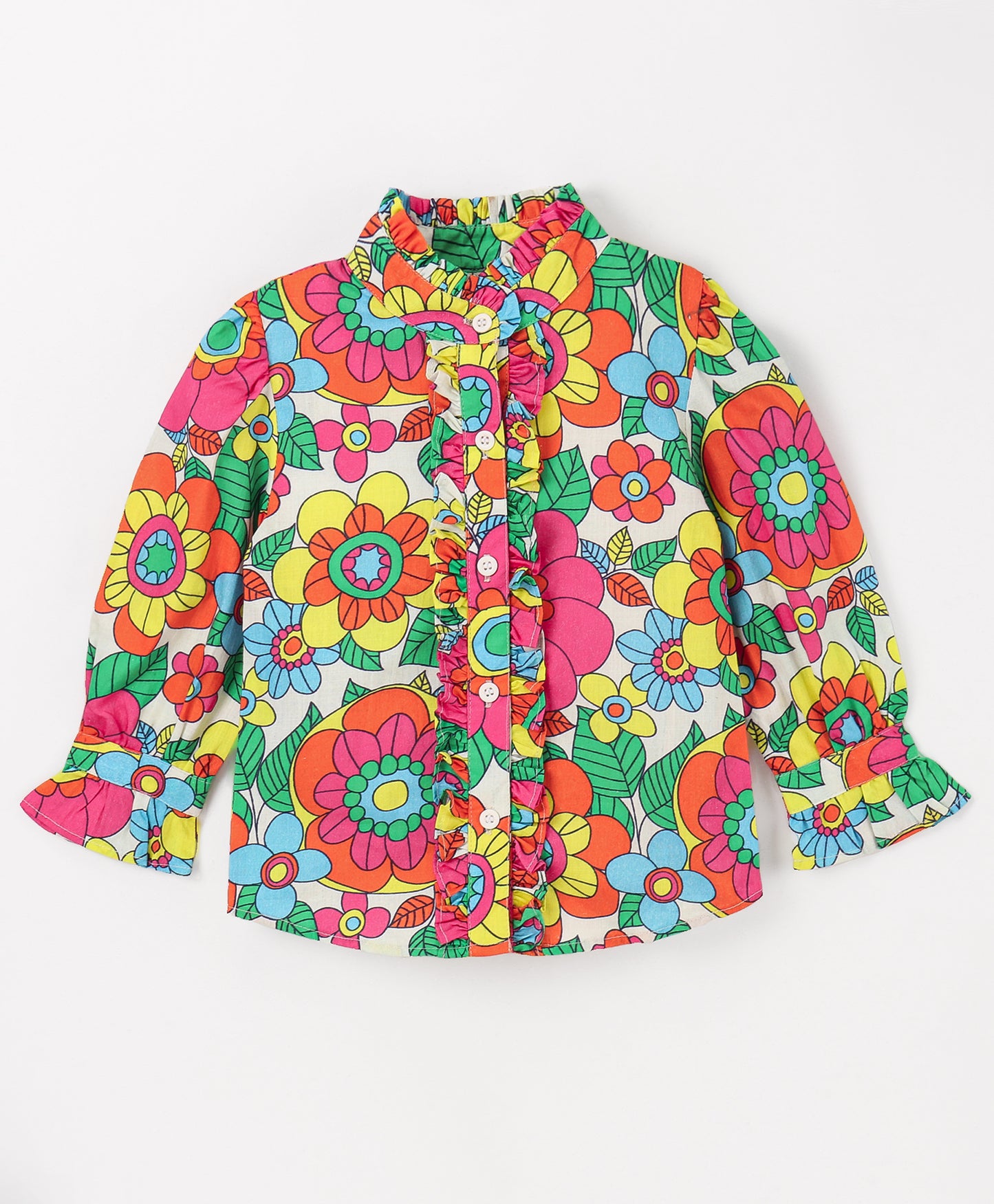 MULTI FLORAL BIG FLOWER PRINT FULL SLEEVE TOP
