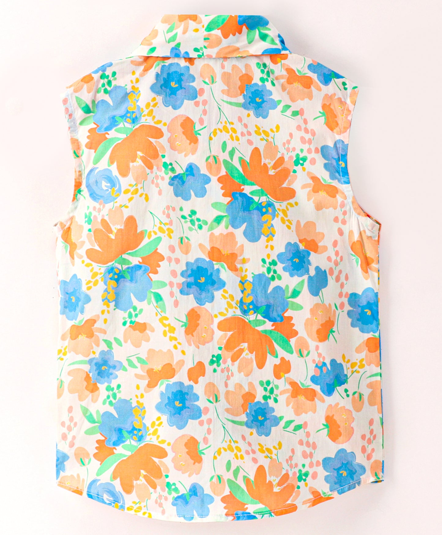 soft pastel floral print top with tie up at neck