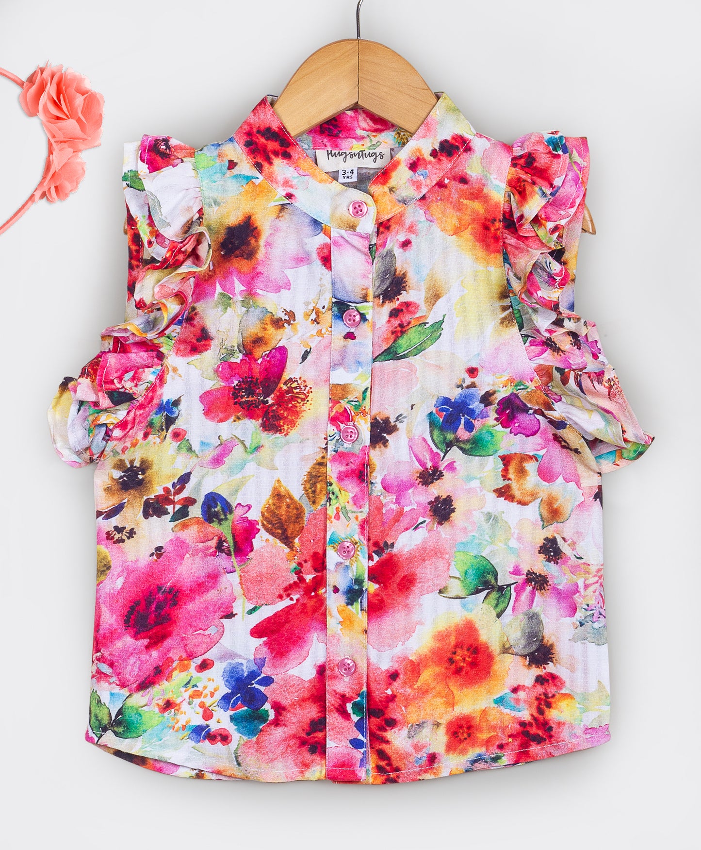 Water color effect floral print top