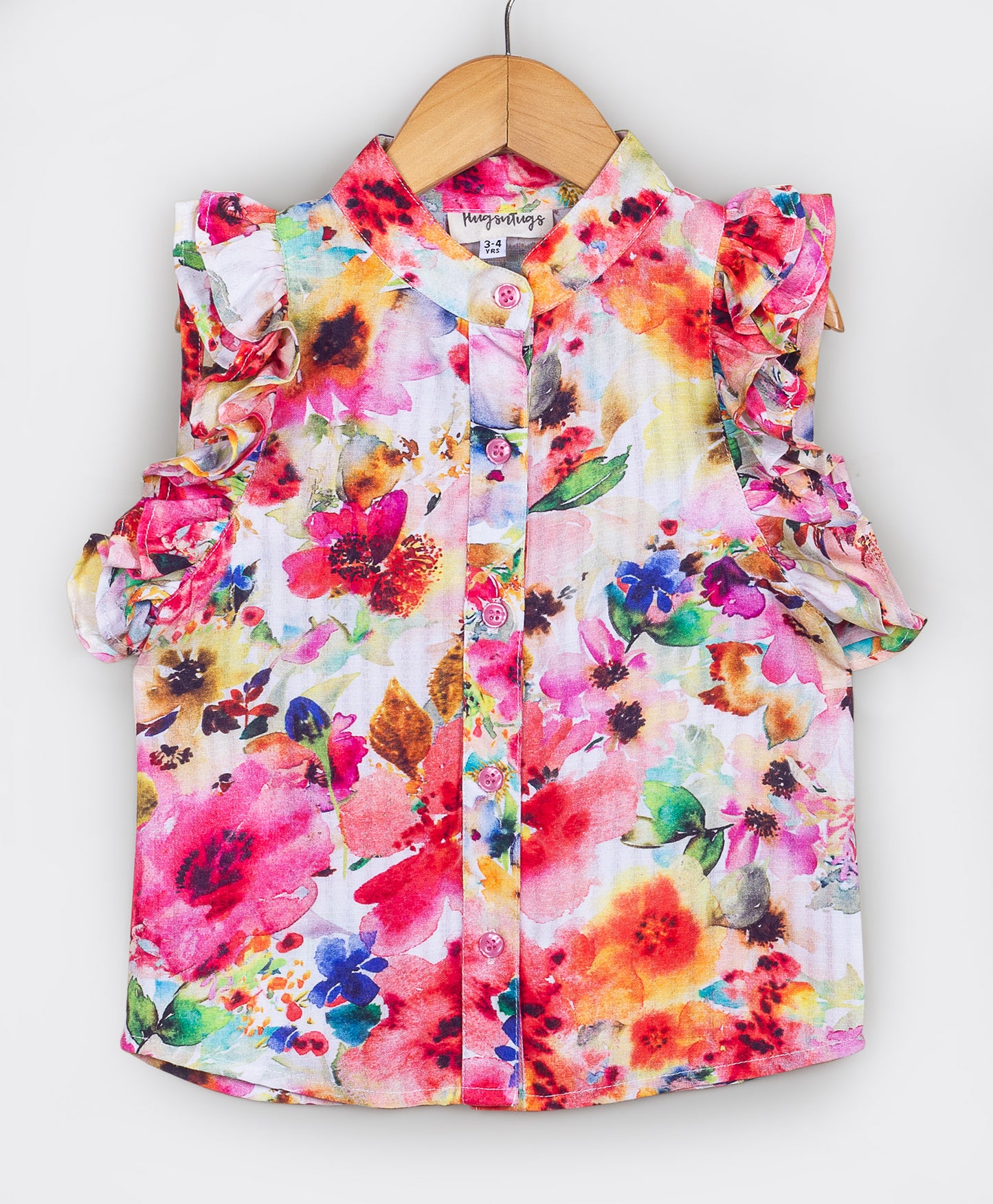 Water color effect floral print top