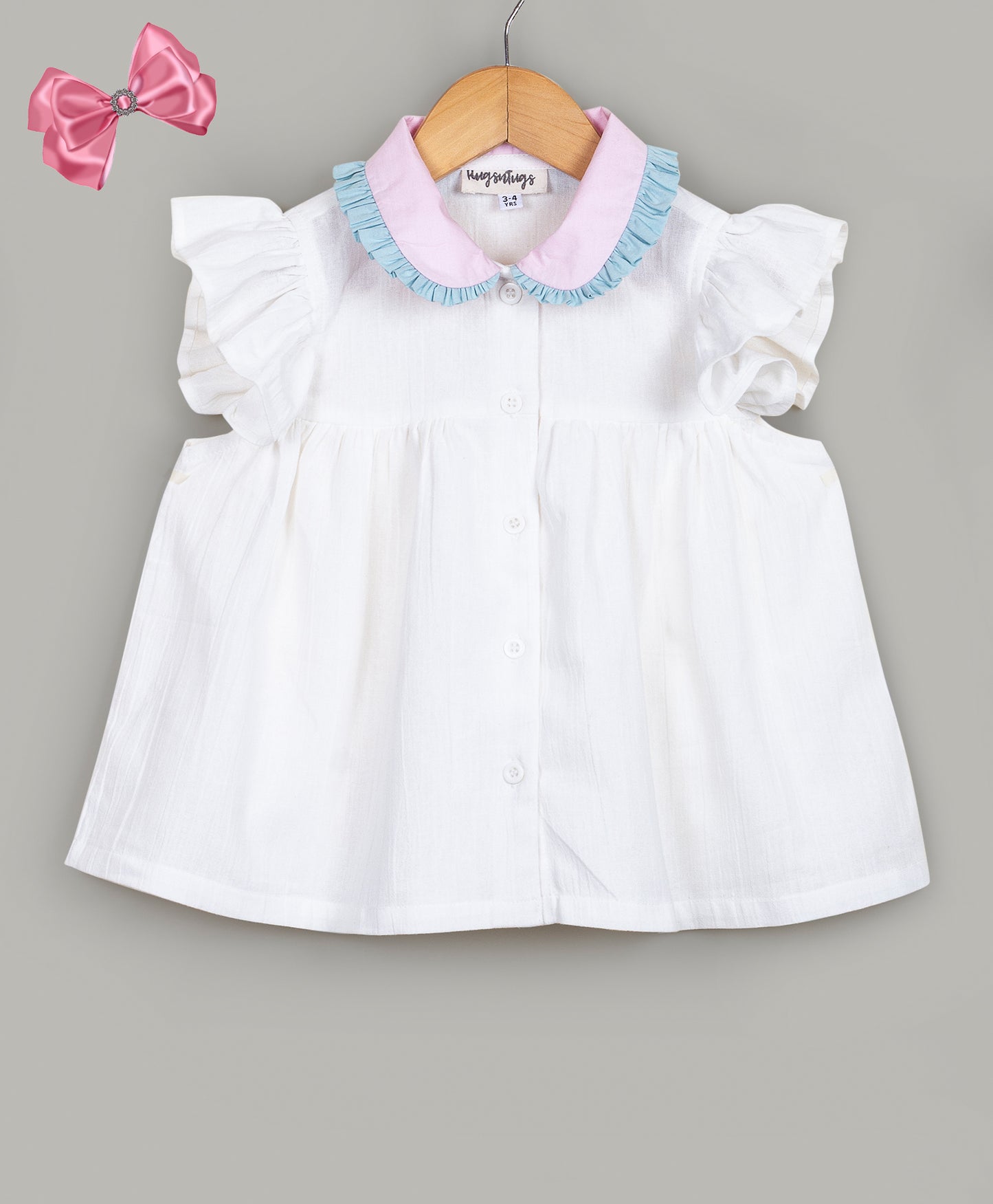 White Top with contrast fancy collars