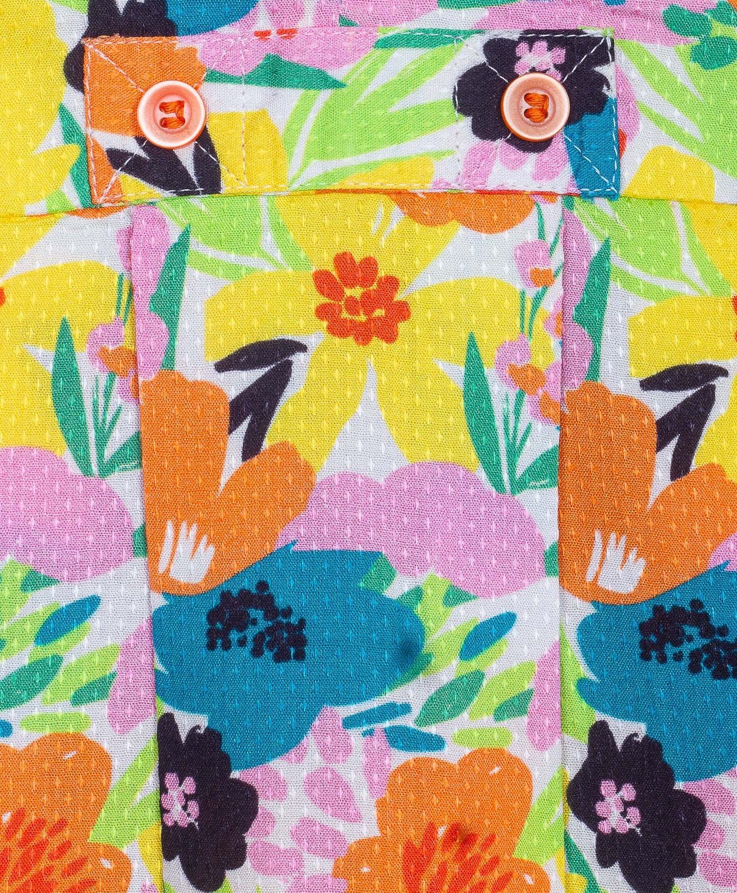 Multi colour floral print top with tab at empire seam