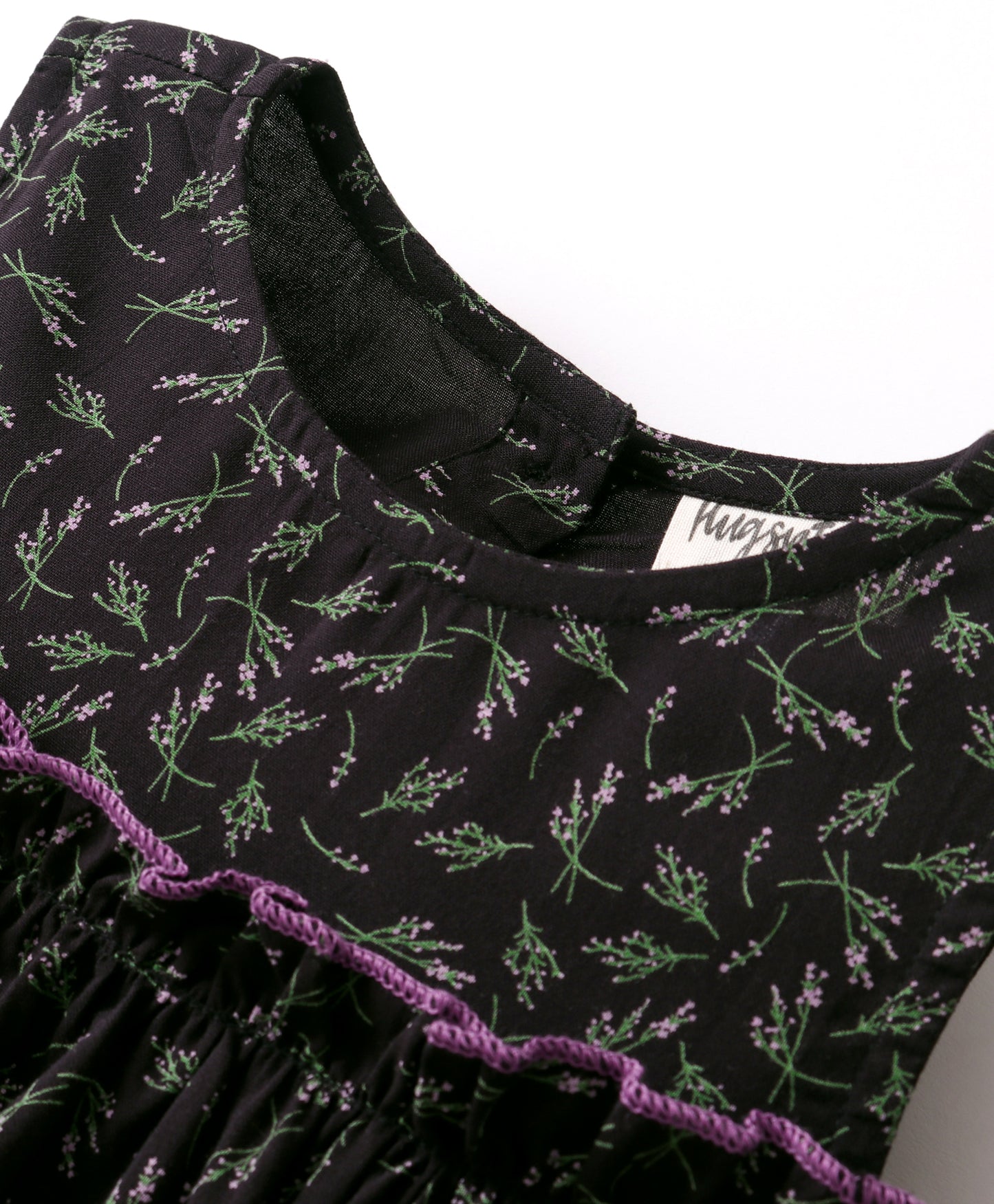 Half Sleeves Seamless Botanical Flowers Printed & Ruffle Detailed Cold Shoulder Top - Dark Grey