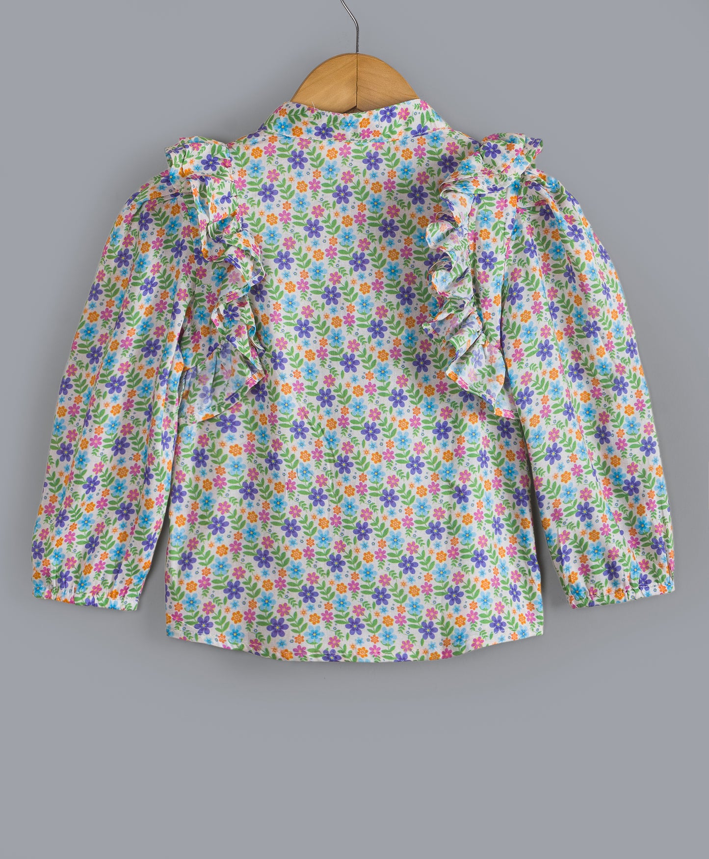 DITSY FLORAL MULTI COLOR PRINT TOP WITH FRILLS ON SHOULDER