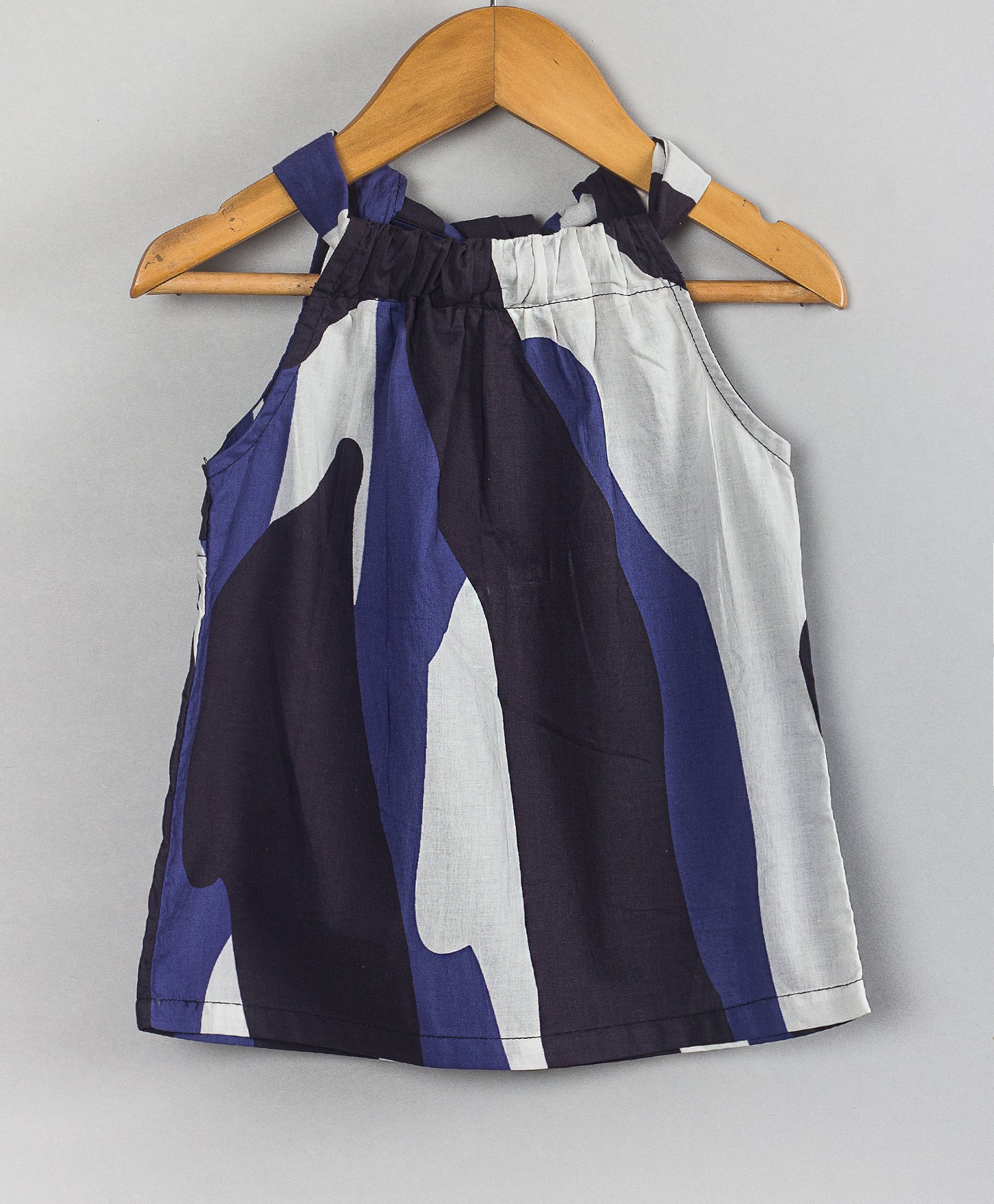 NAVY BLACK CAMOUFLAGE PRINT HALTER TIE UP TOP