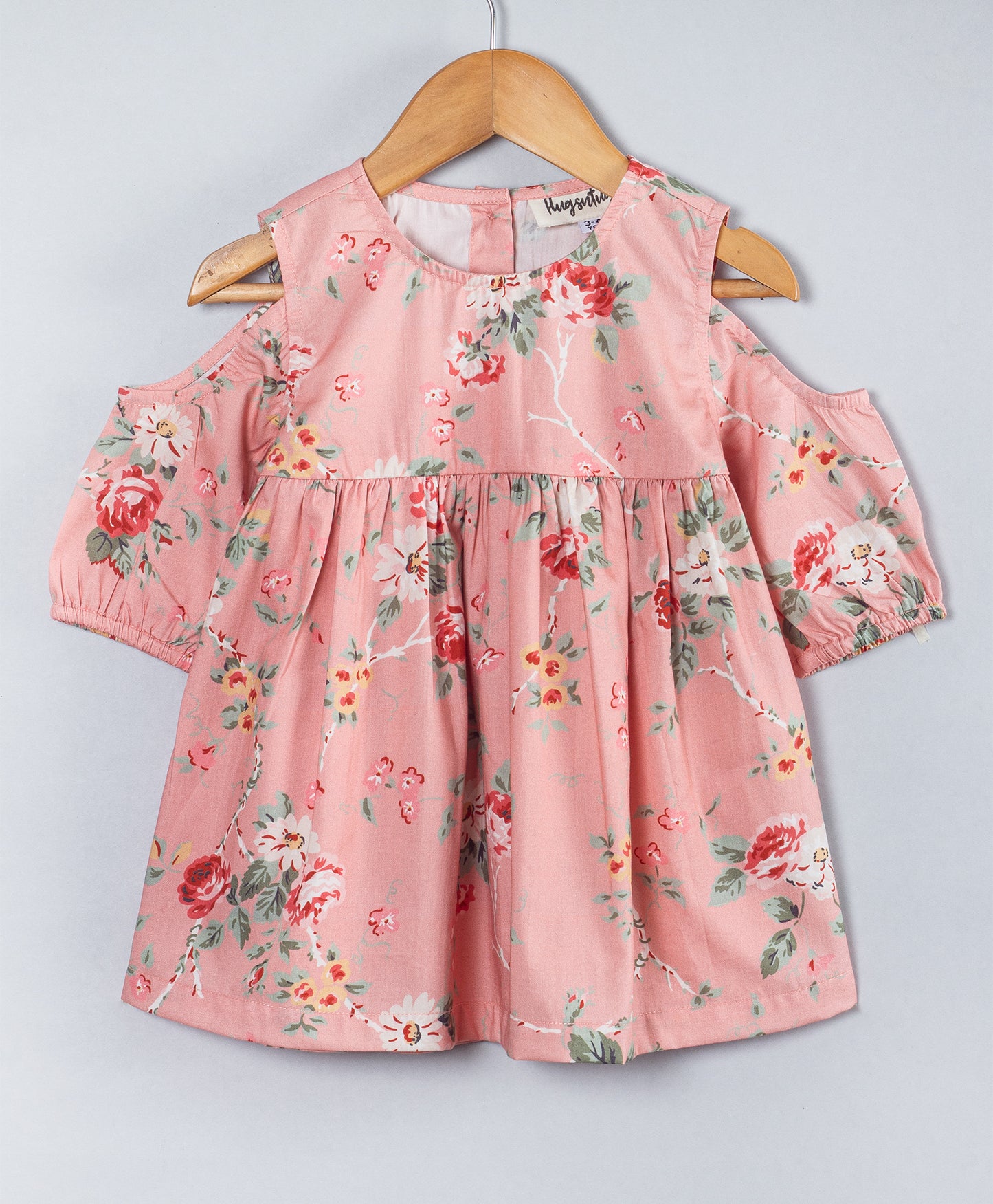 CORAL COLD SHOULDER TOP WITH FLORAL PRINT
