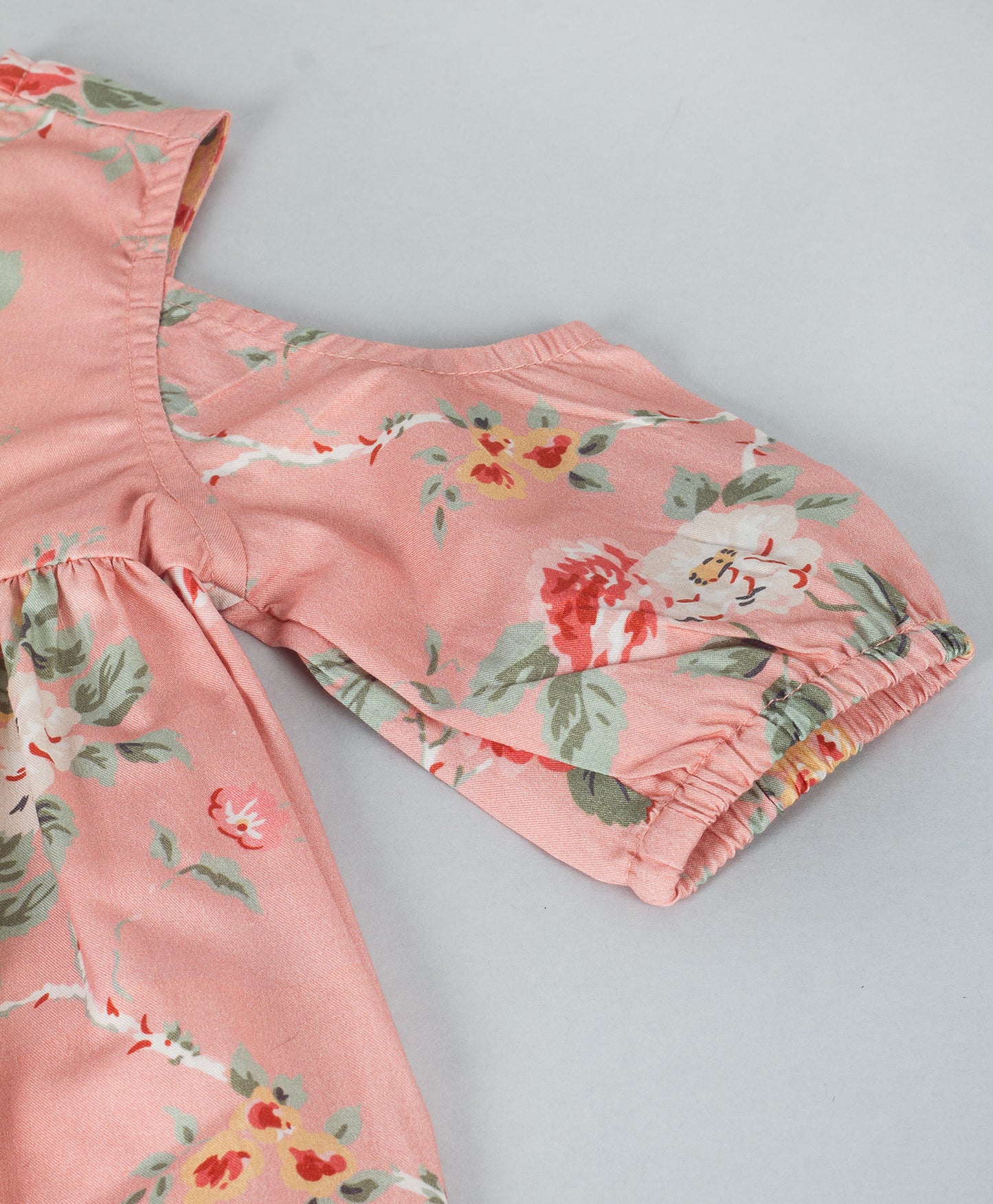 CORAL COLD SHOULDER TOP WITH FLORAL PRINT