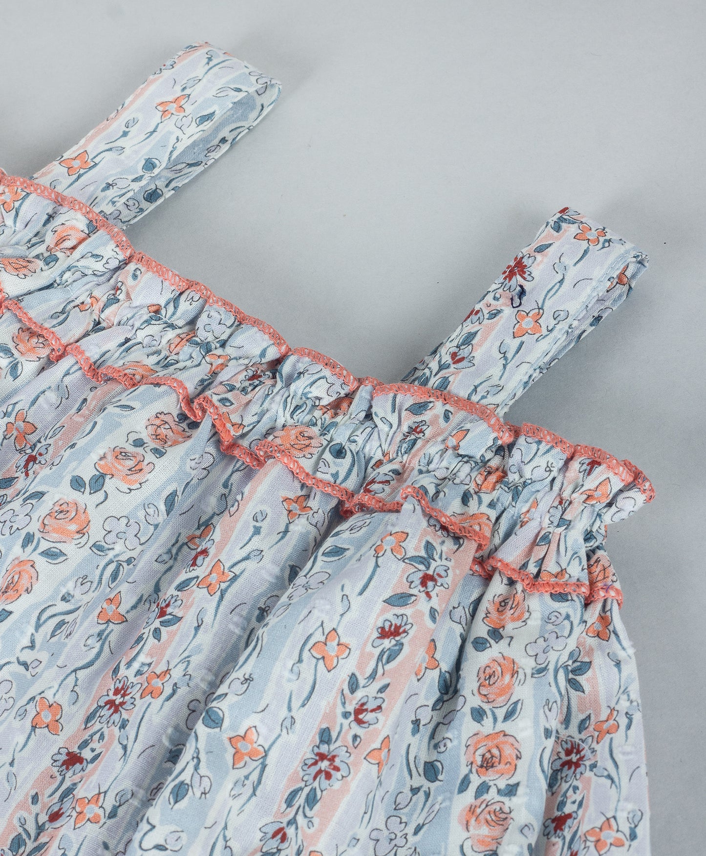 PASTEL STRIPE FLORAL PRINT TOP WITH SHOULDER STRAPS