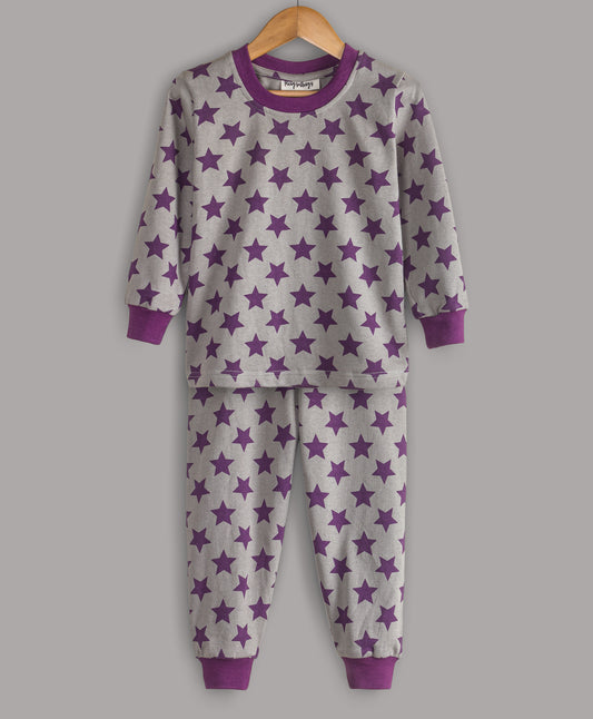 GREY PURPLE ALL OVER STAR PRINT TRACKSUIT