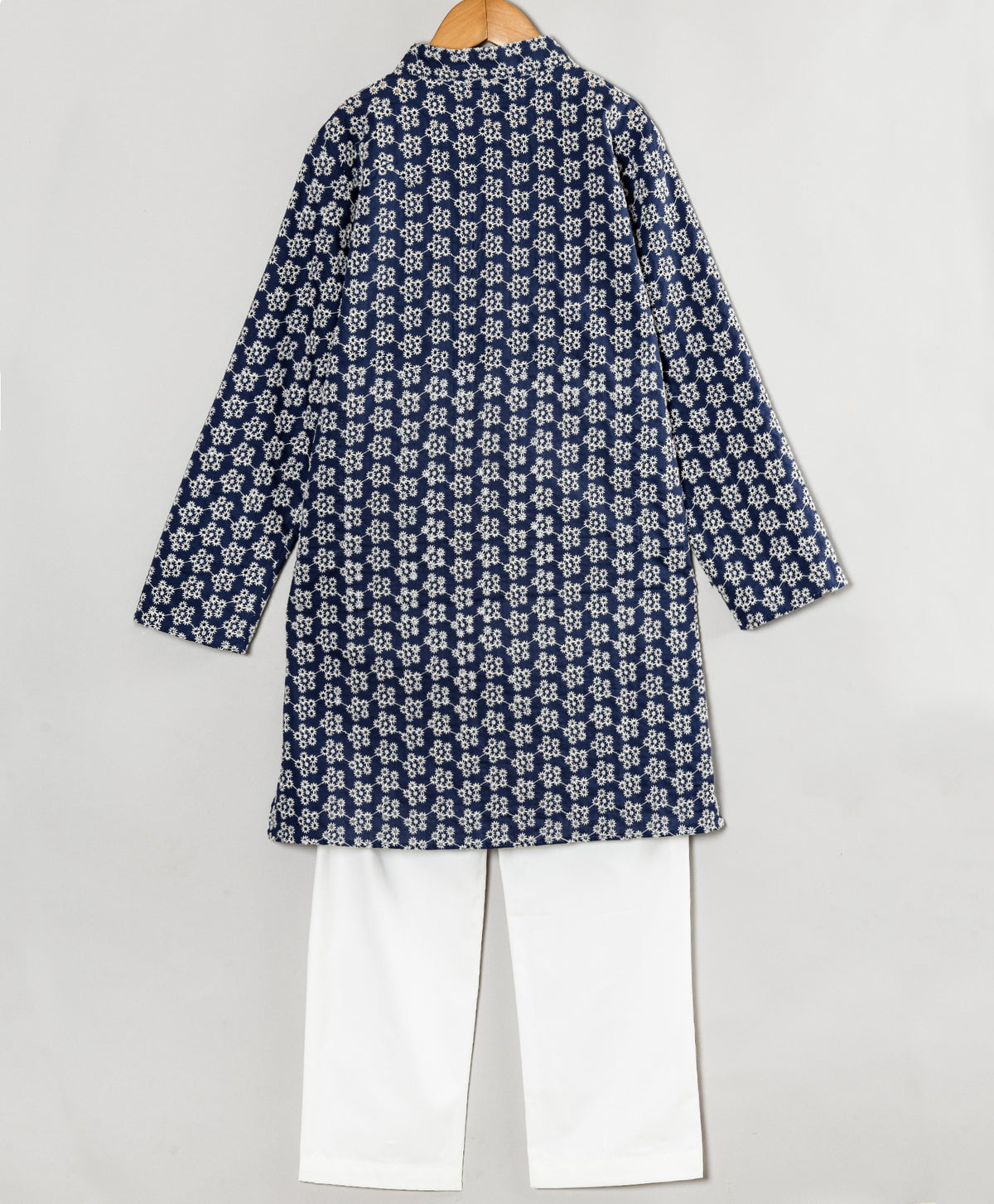 NAVY SCHIFFLI KURTA SET