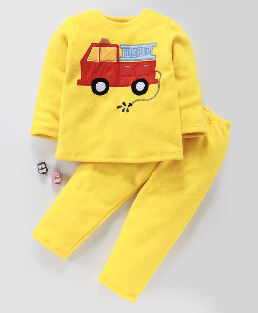 Yellow Fire Truck fleece set no