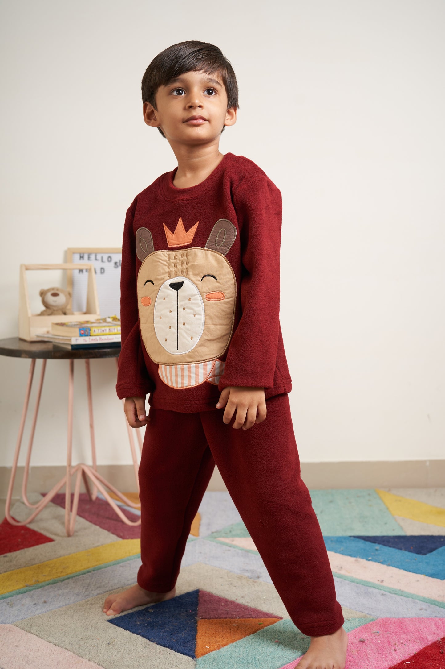 Bear Face patch work fleece set