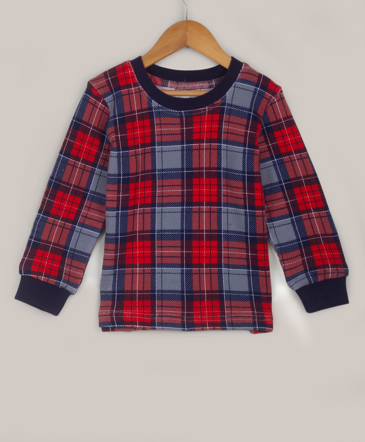 Navy and Red plaid print tracksuit
