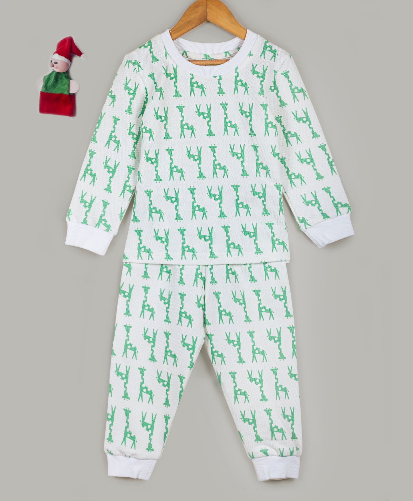 White and Green Giraffe print tracksuit