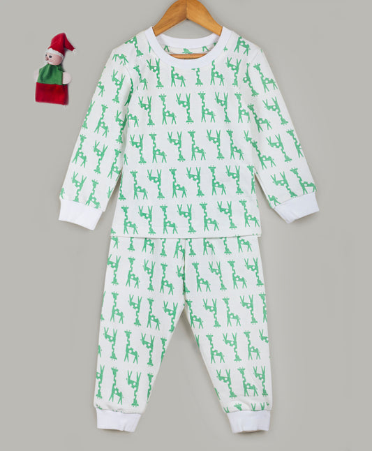 White and Green Giraffe print tracksuit