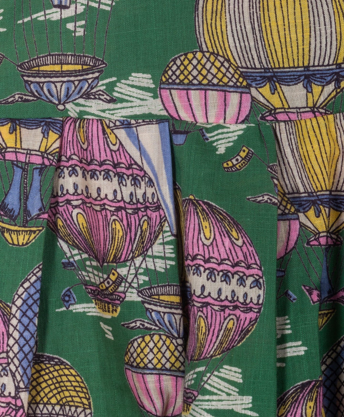 Green hot air balloon dress with contrast collar