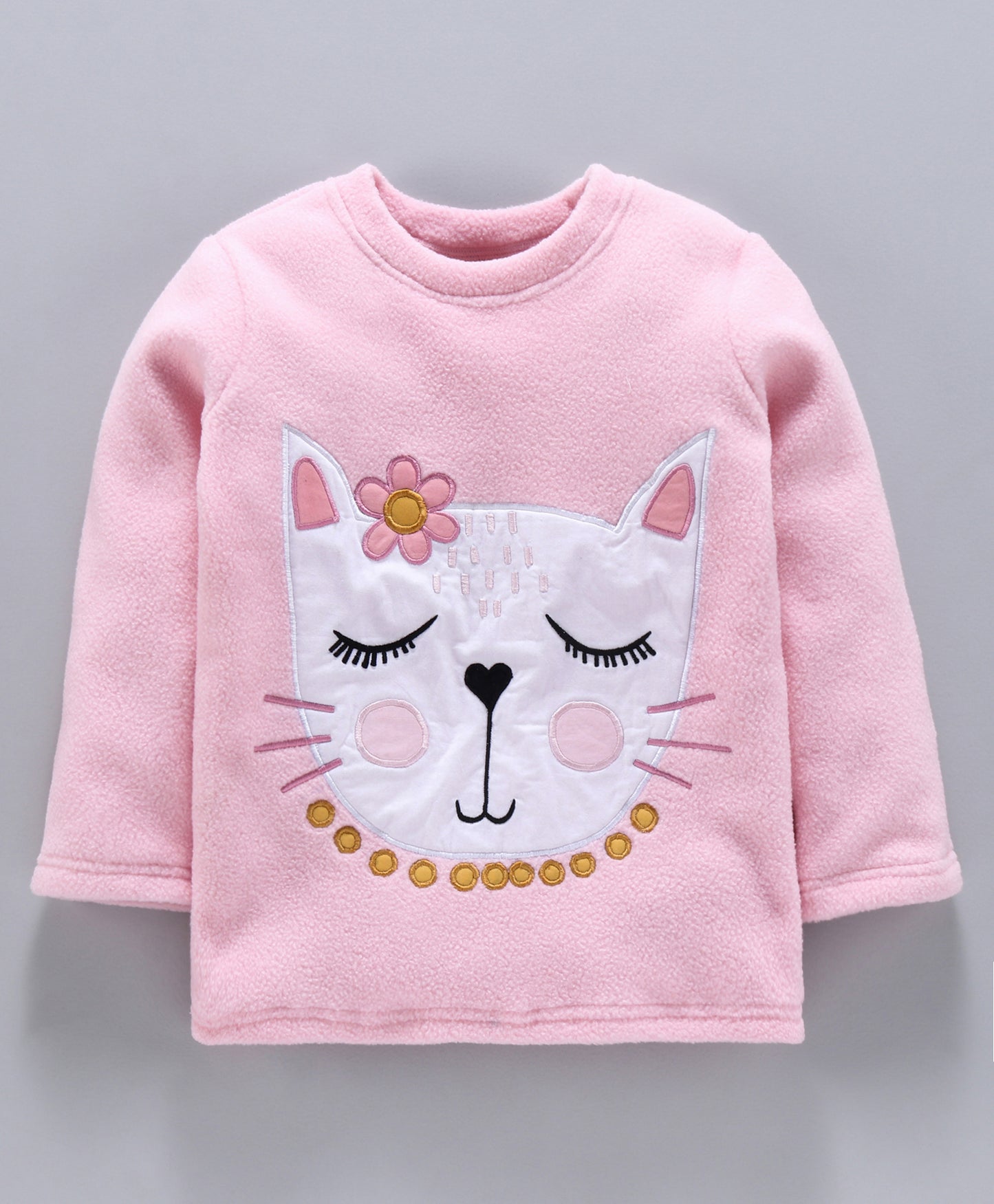 Soft Pink Cat face patchwork fleece set