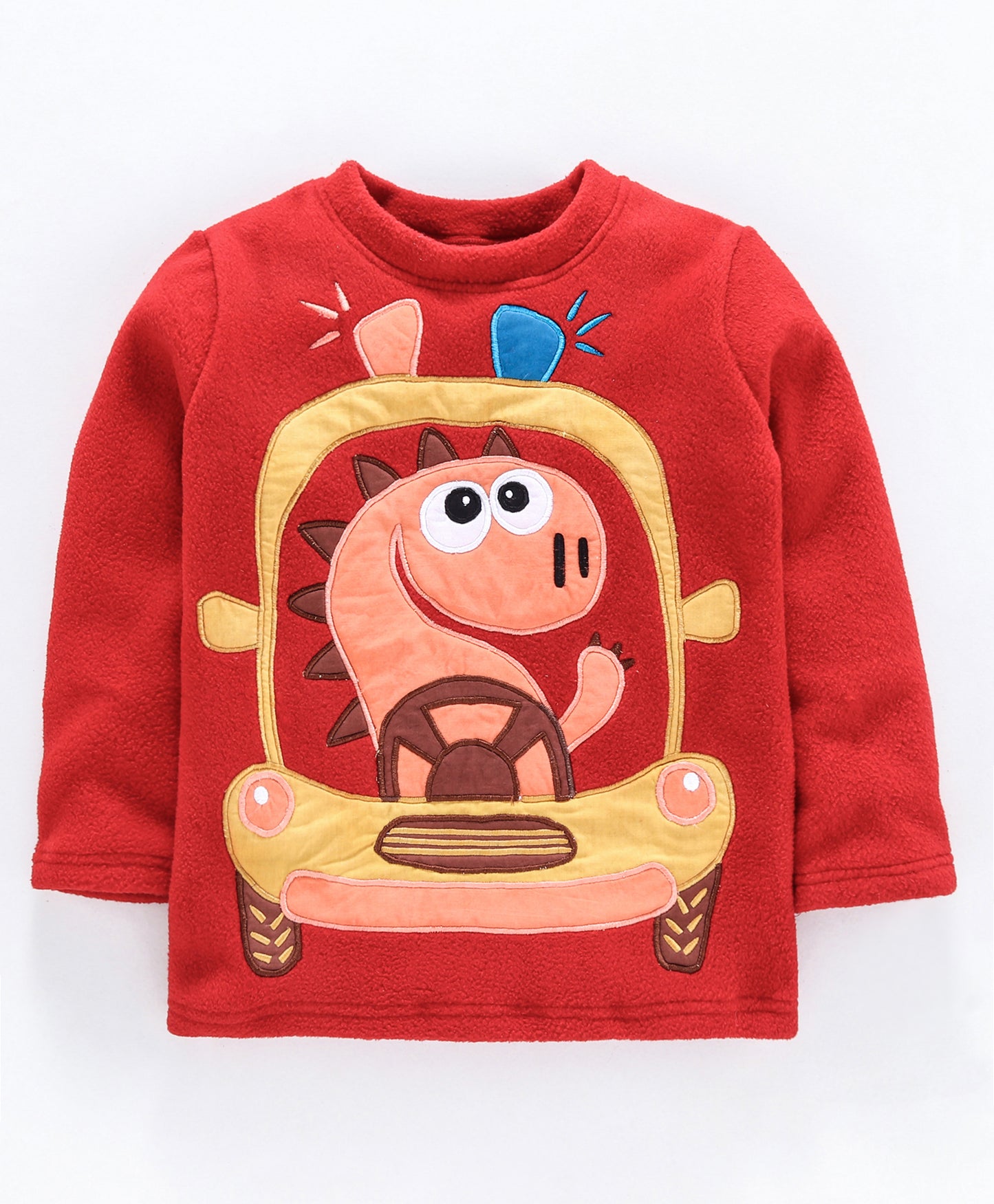 Dino in car patchwork fleece nightsuit
