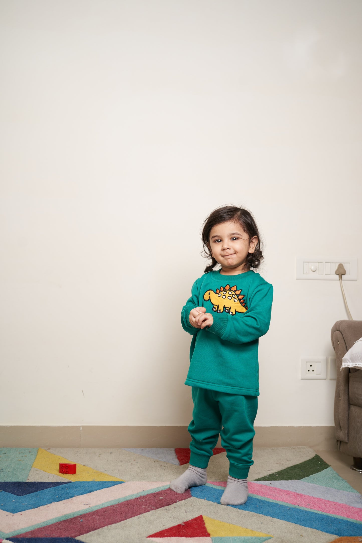 Green tracksuit with Dino embroidery