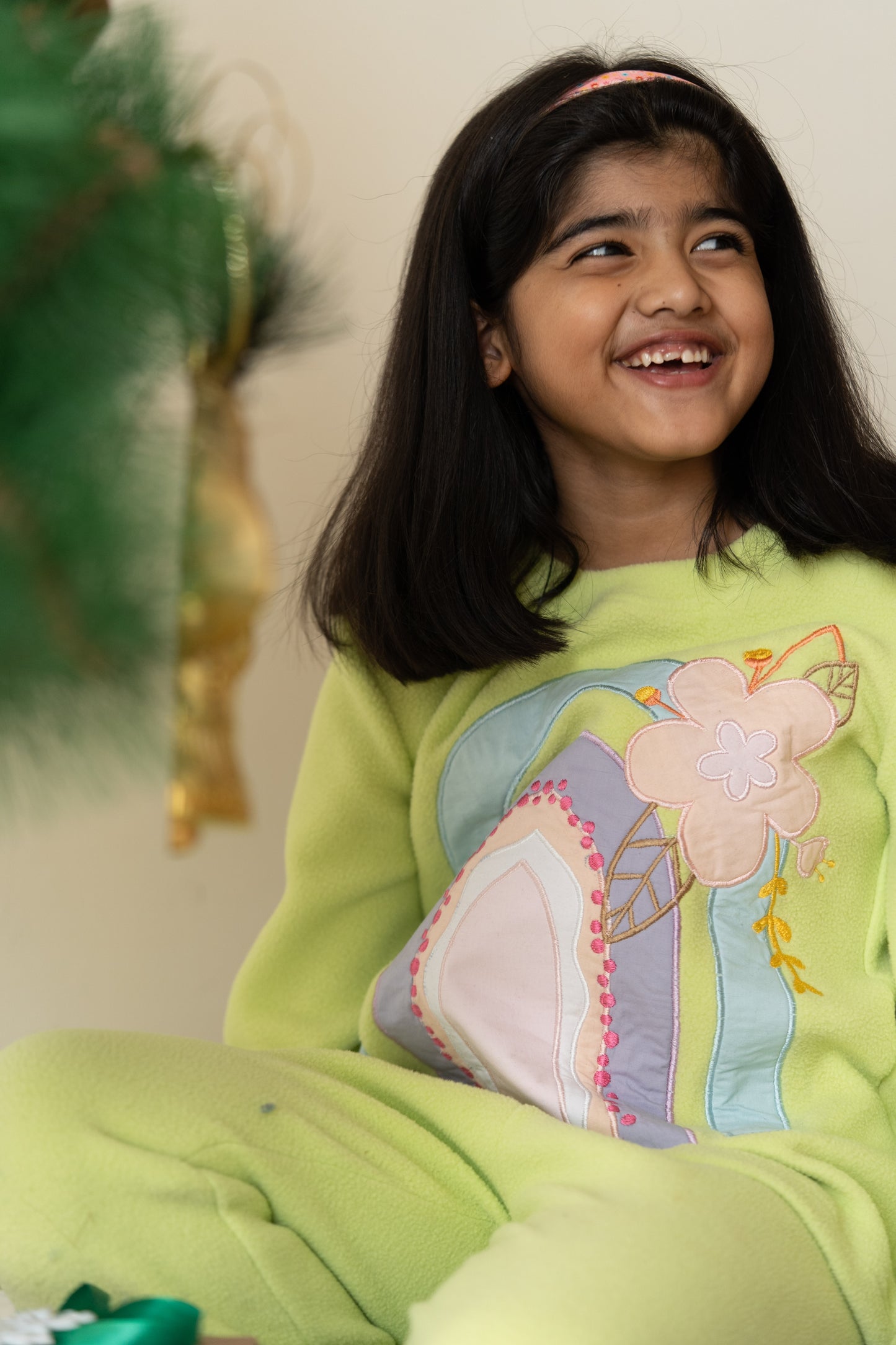 Rainbow patchwork fleece set