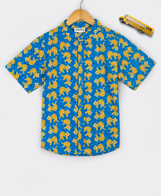 Royal Blue Leopard print shirt