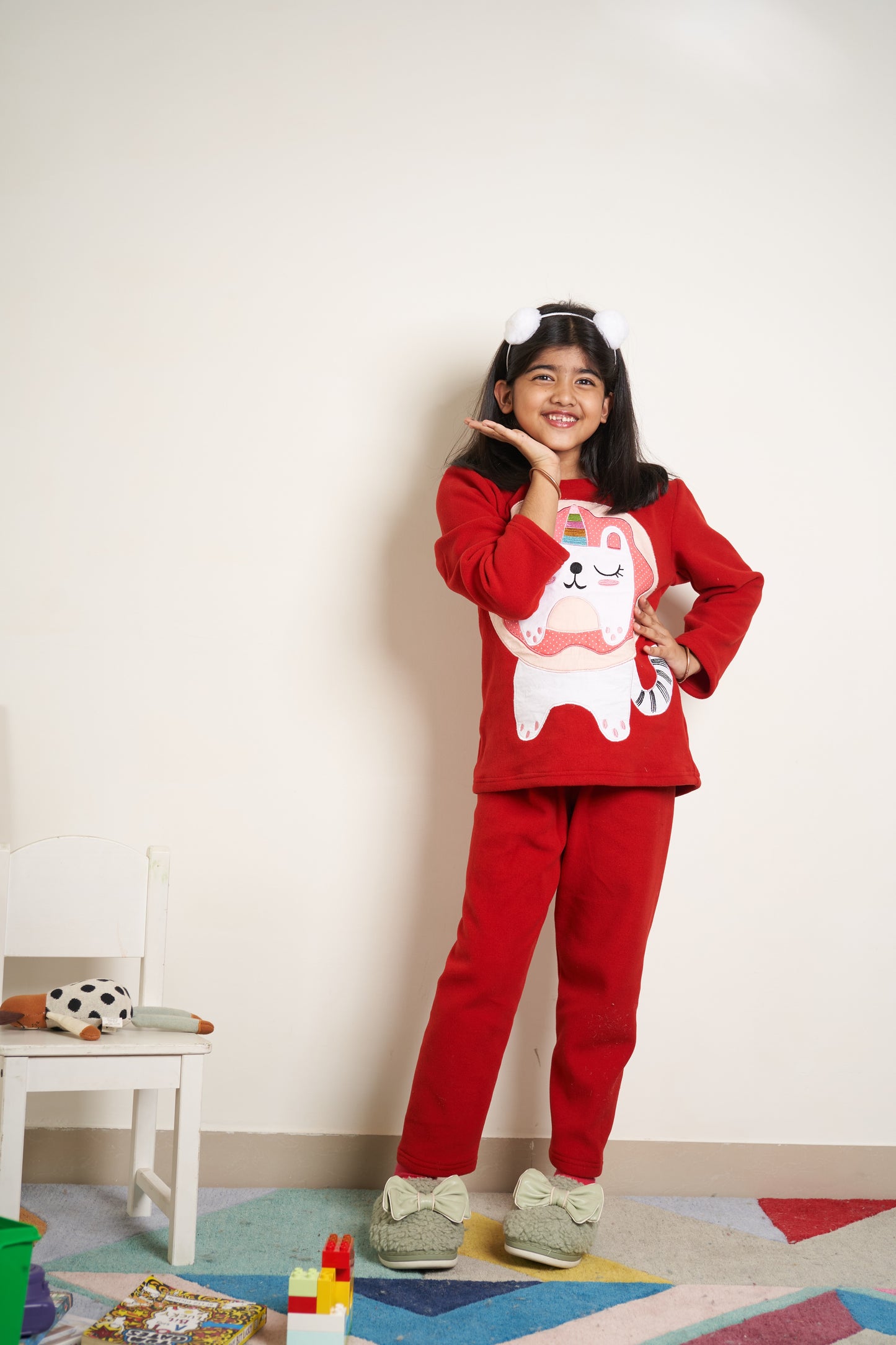 Cat patchwork fleece set
