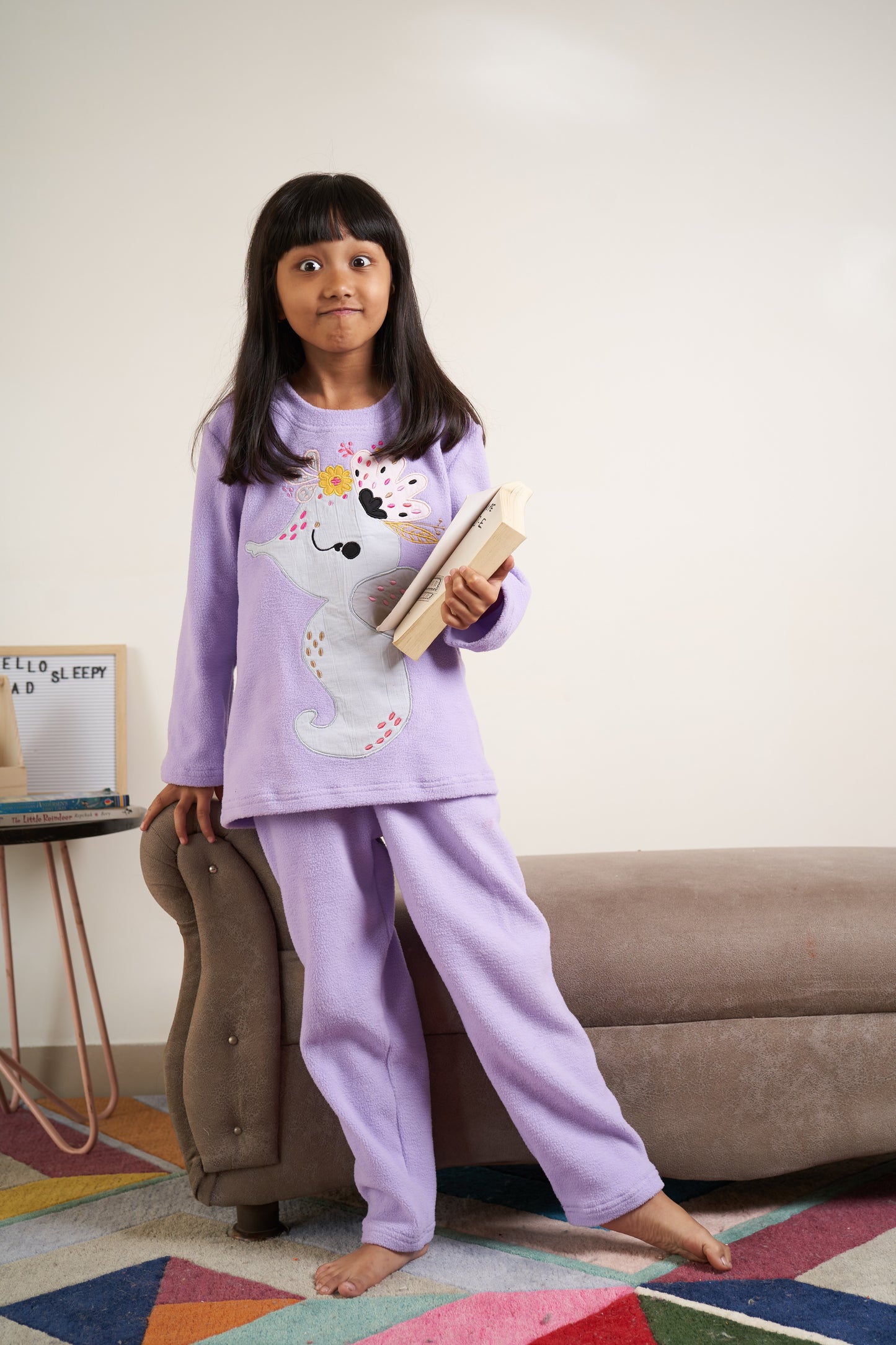 Seahorse patchwork fleece set