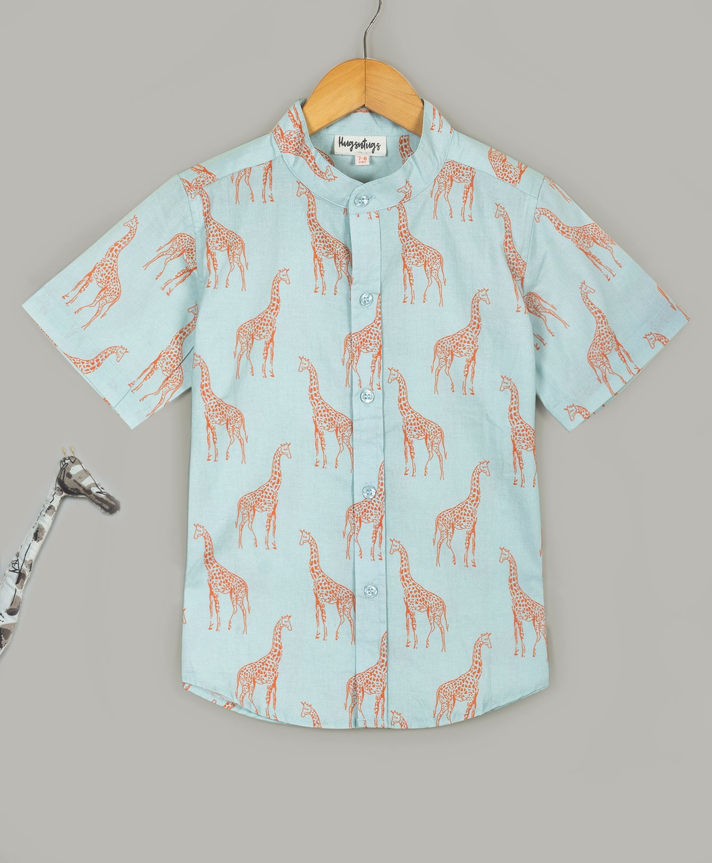 Aqua shirt with giraffe all over print