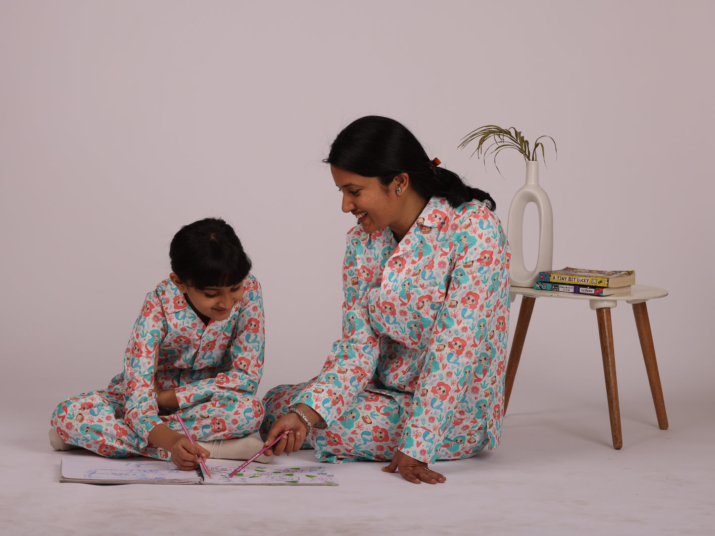 Mermaid Print Mom Nightsuit